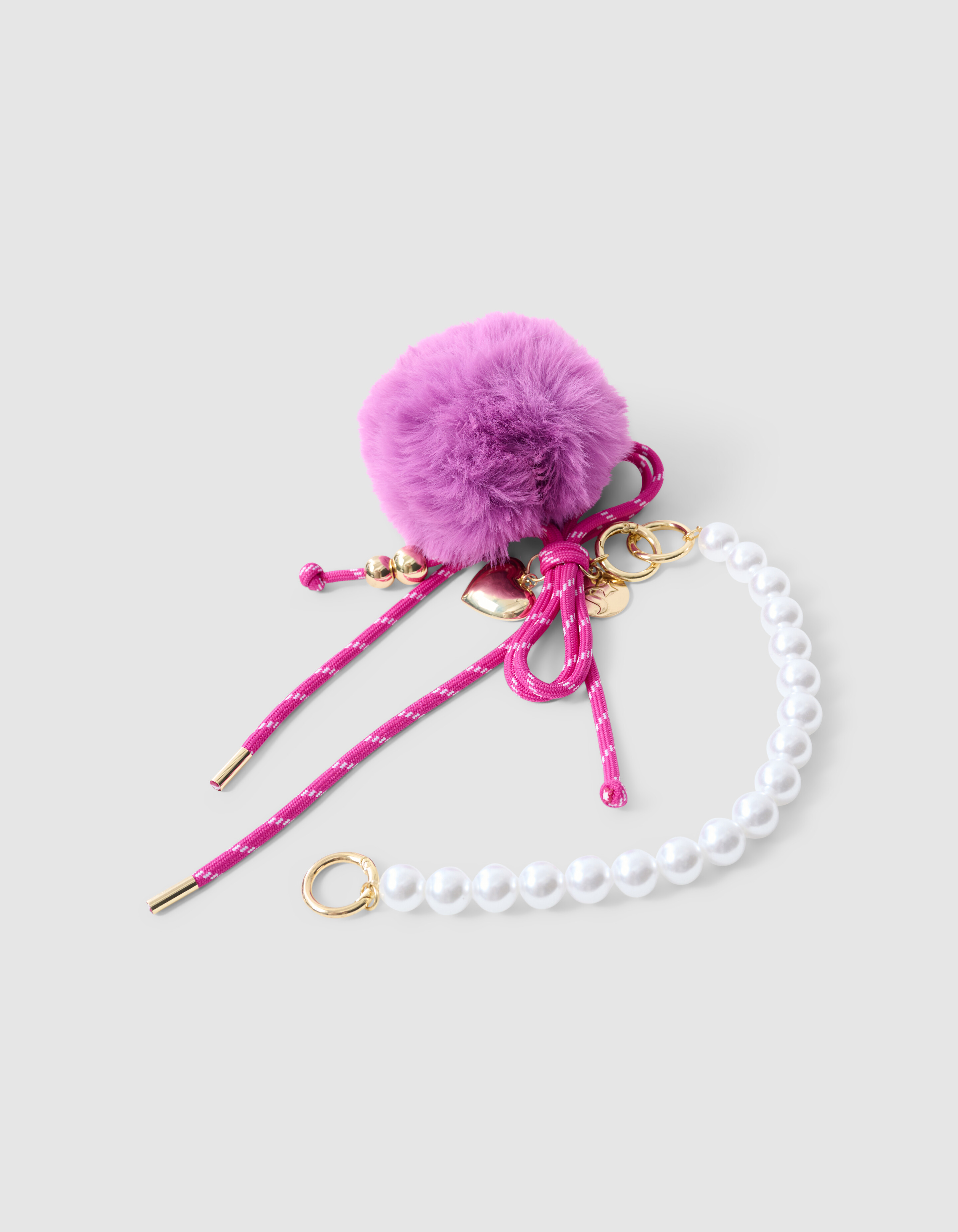 Pompon Perlen Taschenanhänger Dunkelviolett SHOEBY ACCESSOIRES