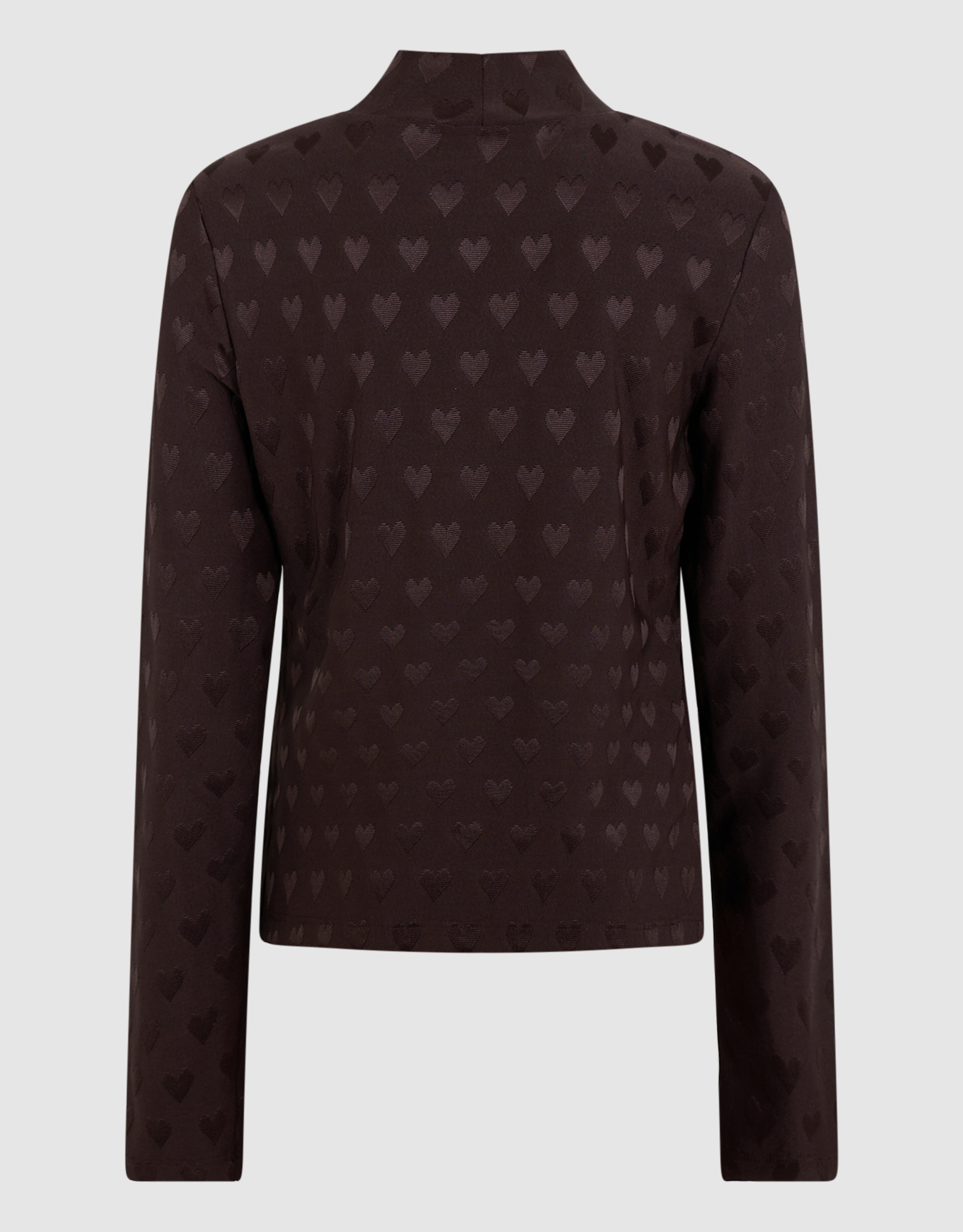 Heart Printed Longsleeve Top Donkerbruin SHOEBY GIRLS