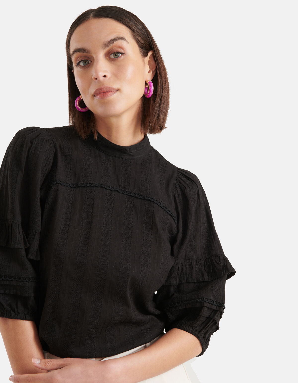 Rüschenbluse Schwarz SHOEBY WOMEN