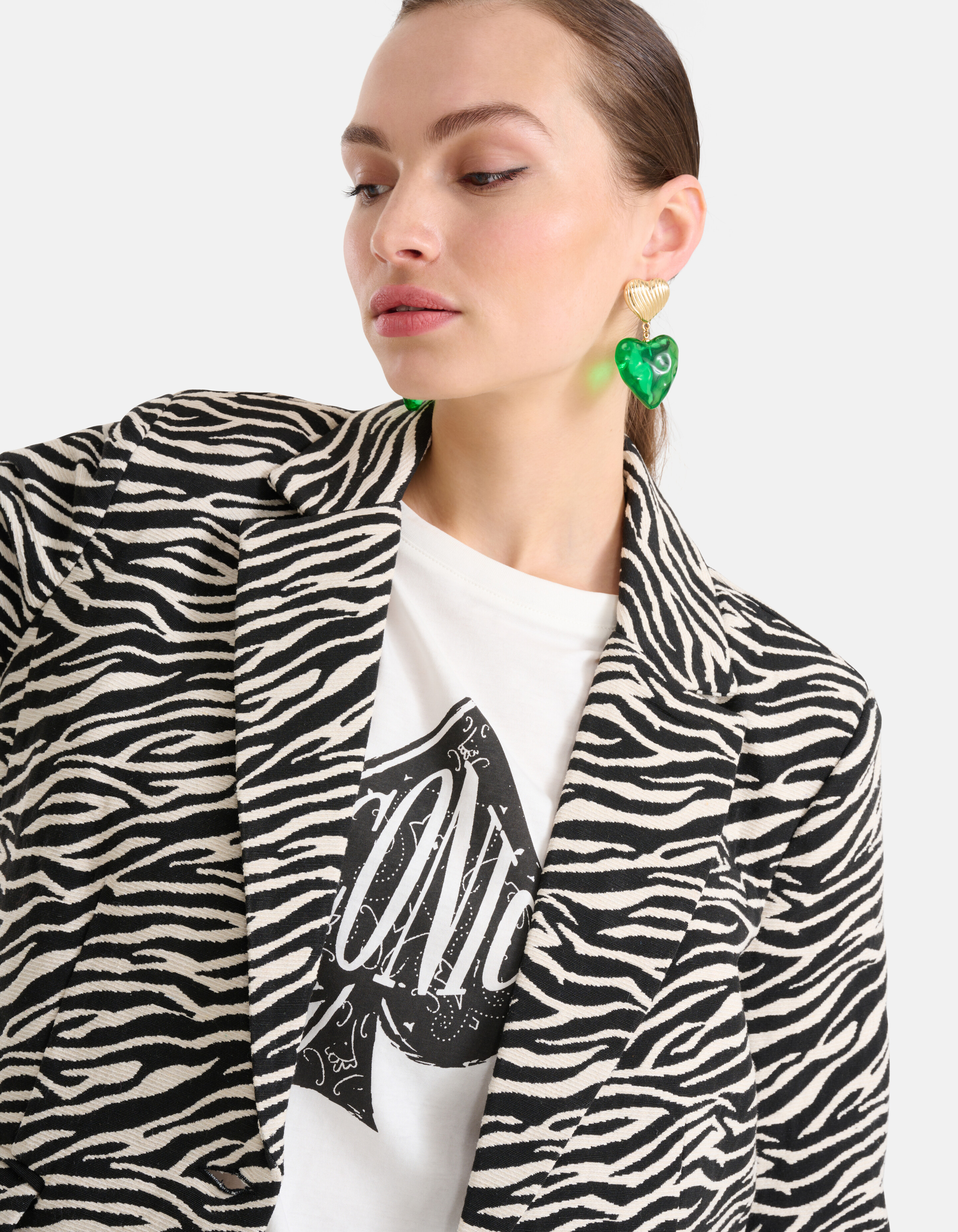 Jacquard Zebra Print Blazer Schwarz/Weiß SHOEBY WOMEN