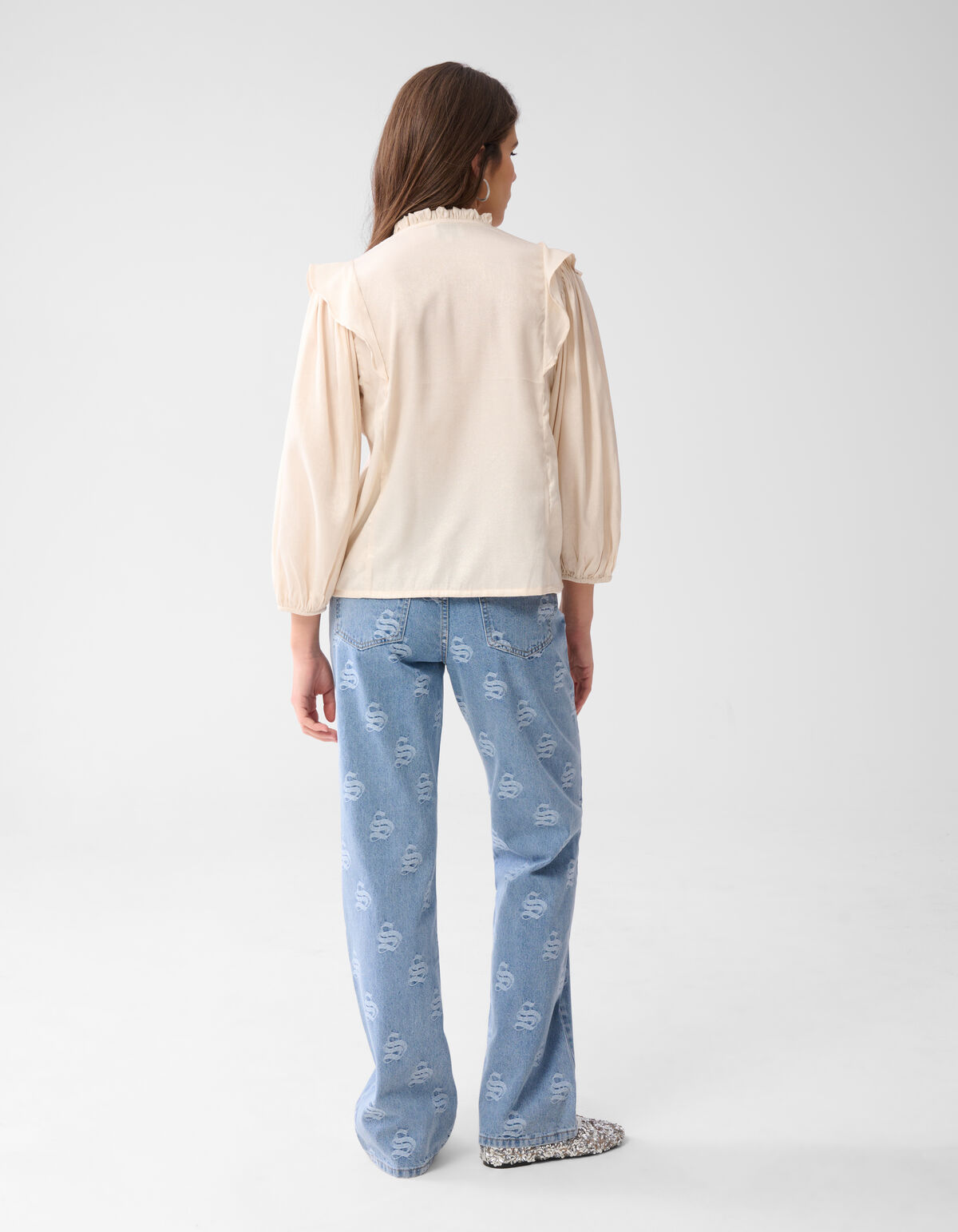Shine Rüschenbluse Off White SHOEBY WOMEN