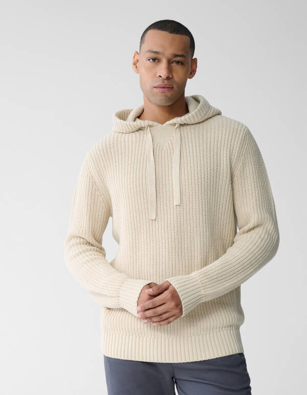 Strick-Hoodie in Off White SHOEBY MEN
