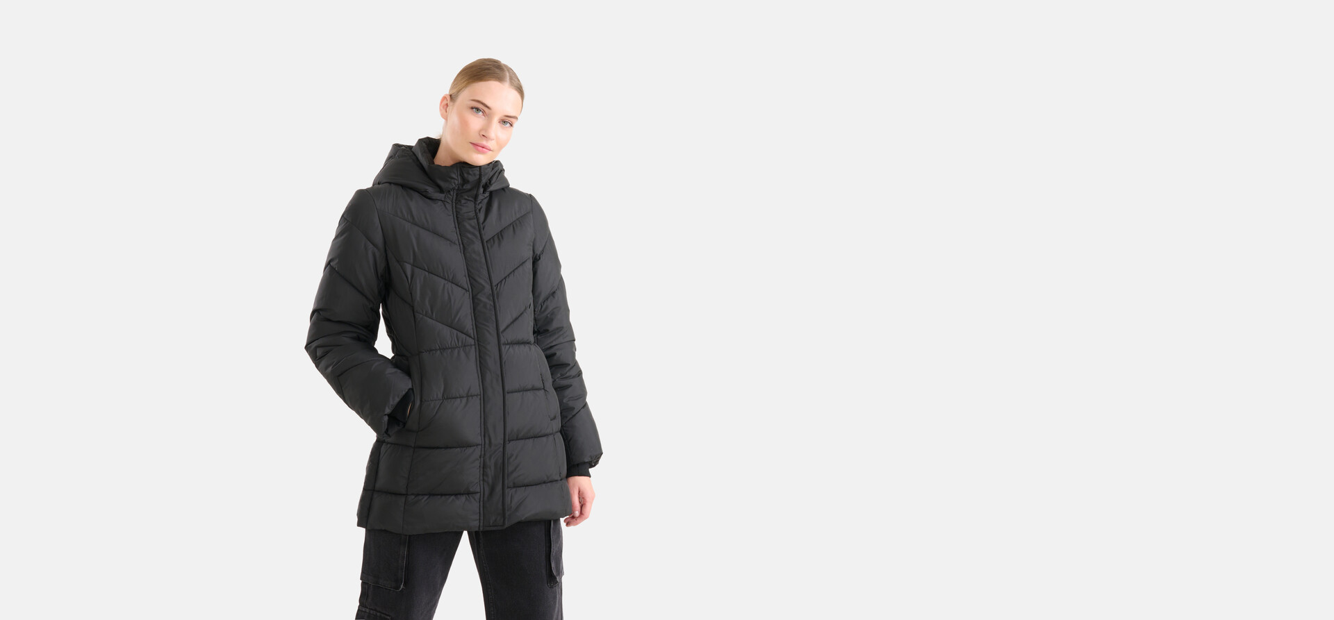 Diagonale Pufferjacke Schwarz SHOEBY WOMEN