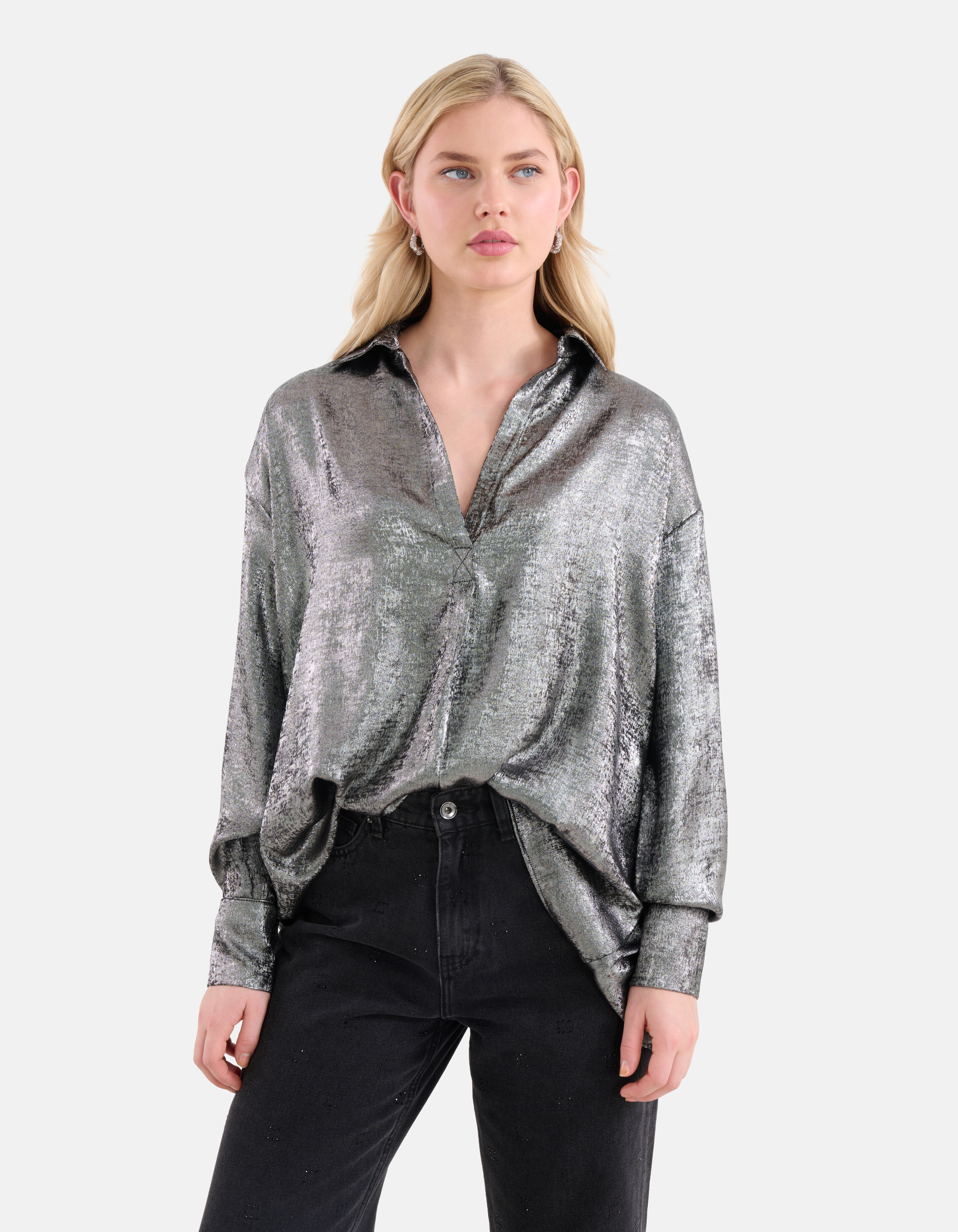 Metallic-Bluse Schwarz SHOEBY WOMEN