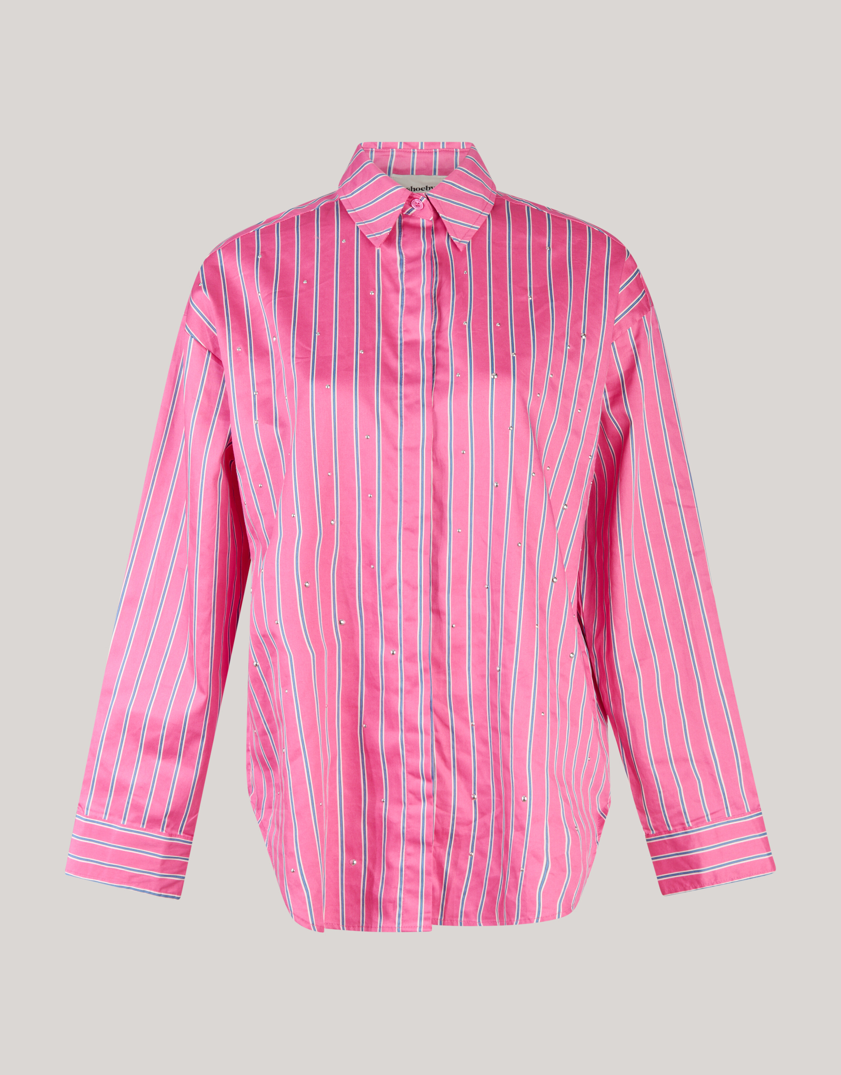 Bluse mit Nadelstreifen und Nieten Rosa SHOEBY WOMEN