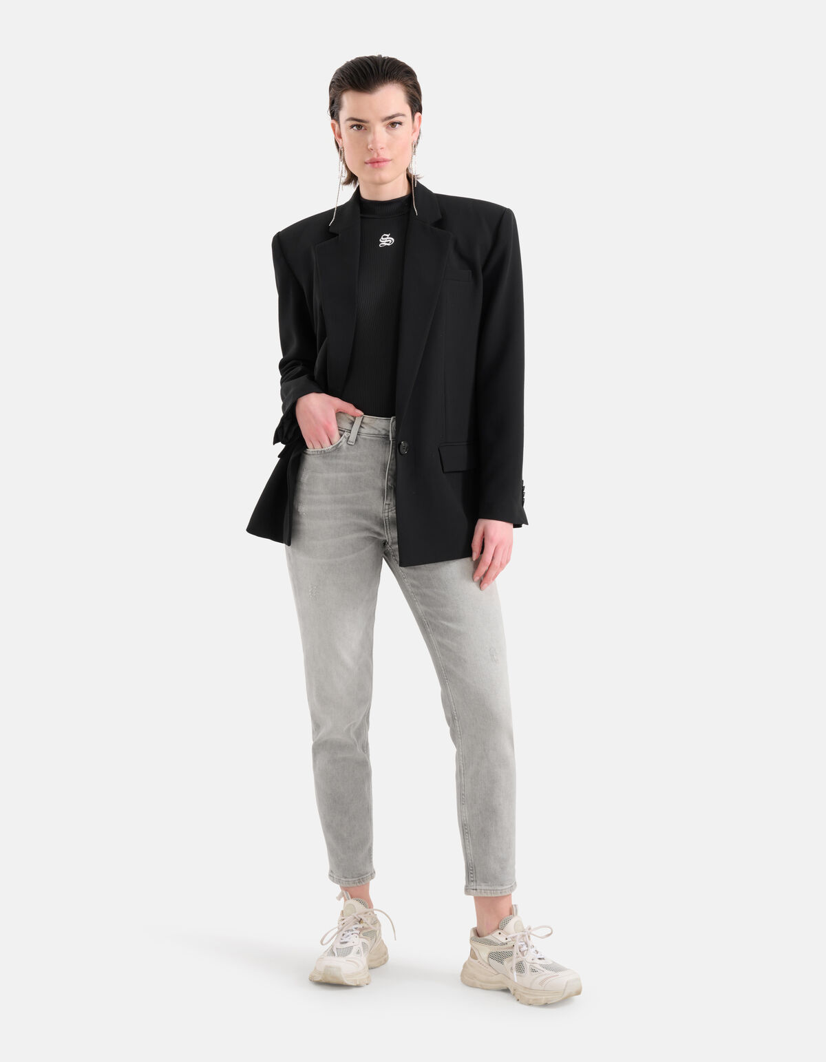 Tapered Fit Jeans Hellgrau SHOEBY WOMEN