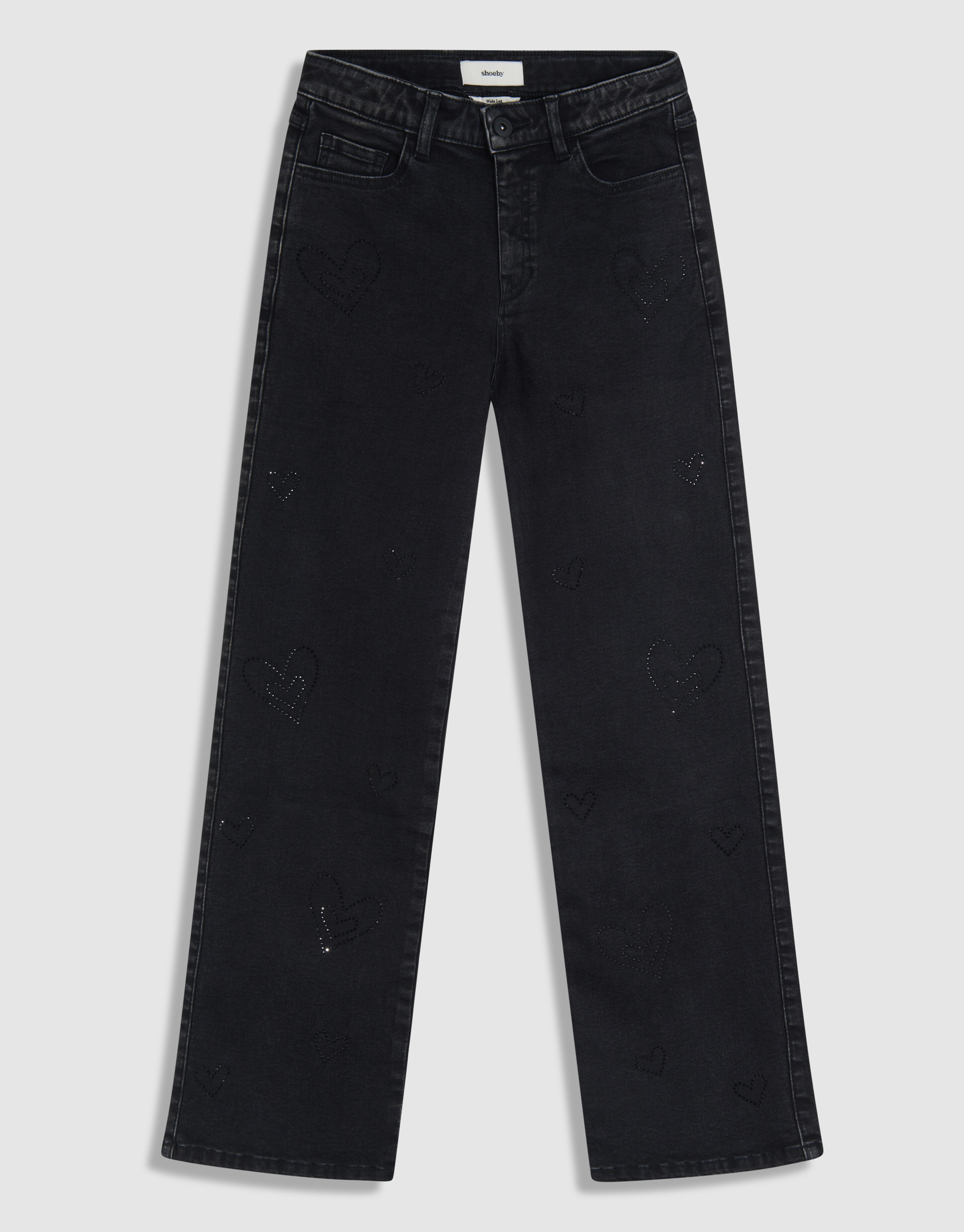 Shiny Heart Gerade Passform Jeans Schwarz SHOEBY GIRLS