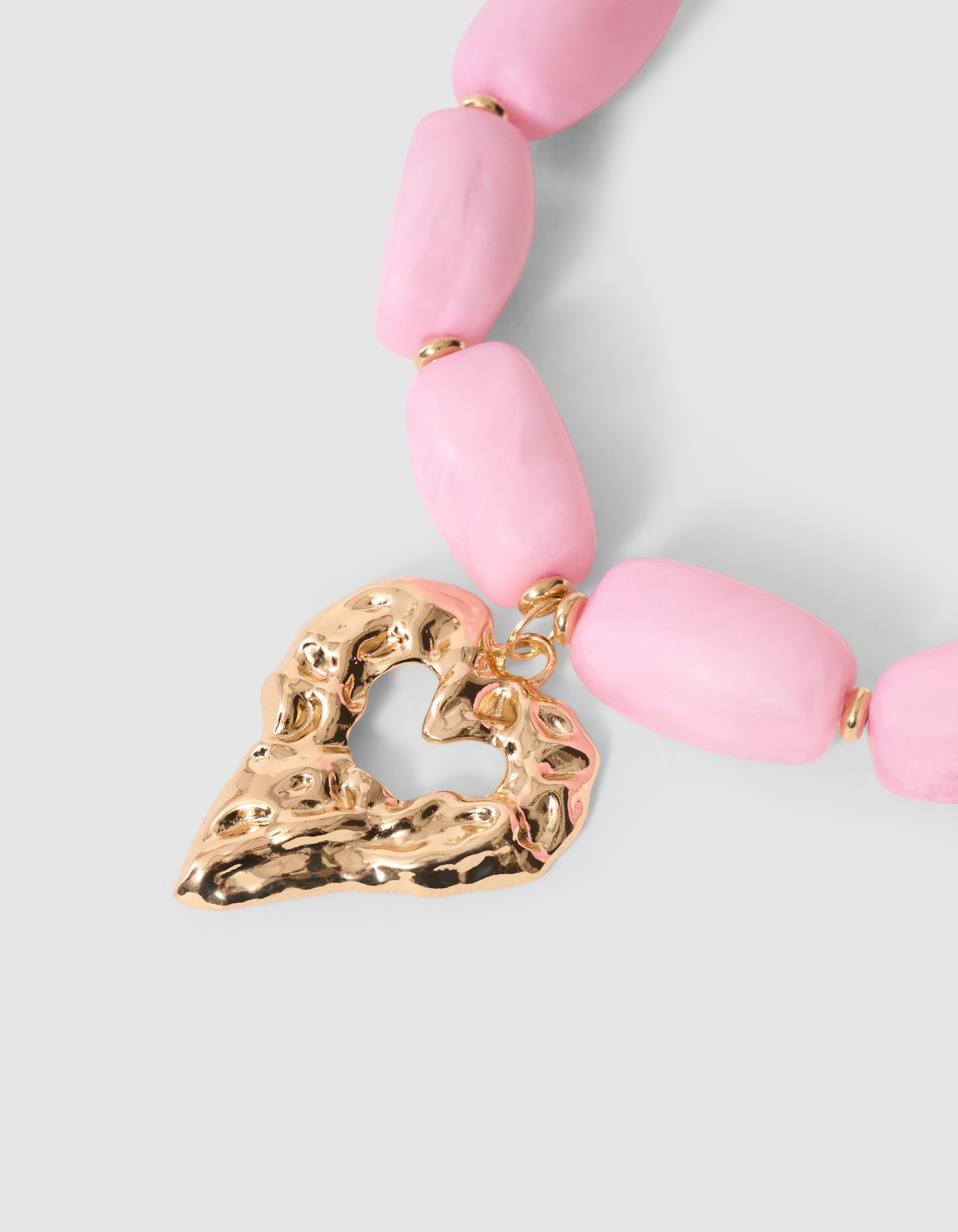 Perlenherz-Kette Gold/Rosa SHOEBY ACCESSOIRES