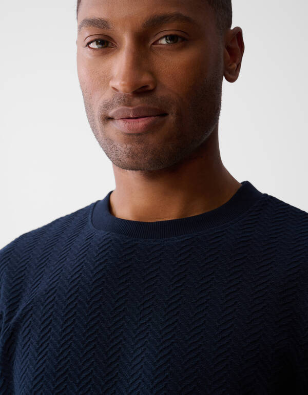 Jacquard-T-Shirt Dunkelblau SHOEBY MEN