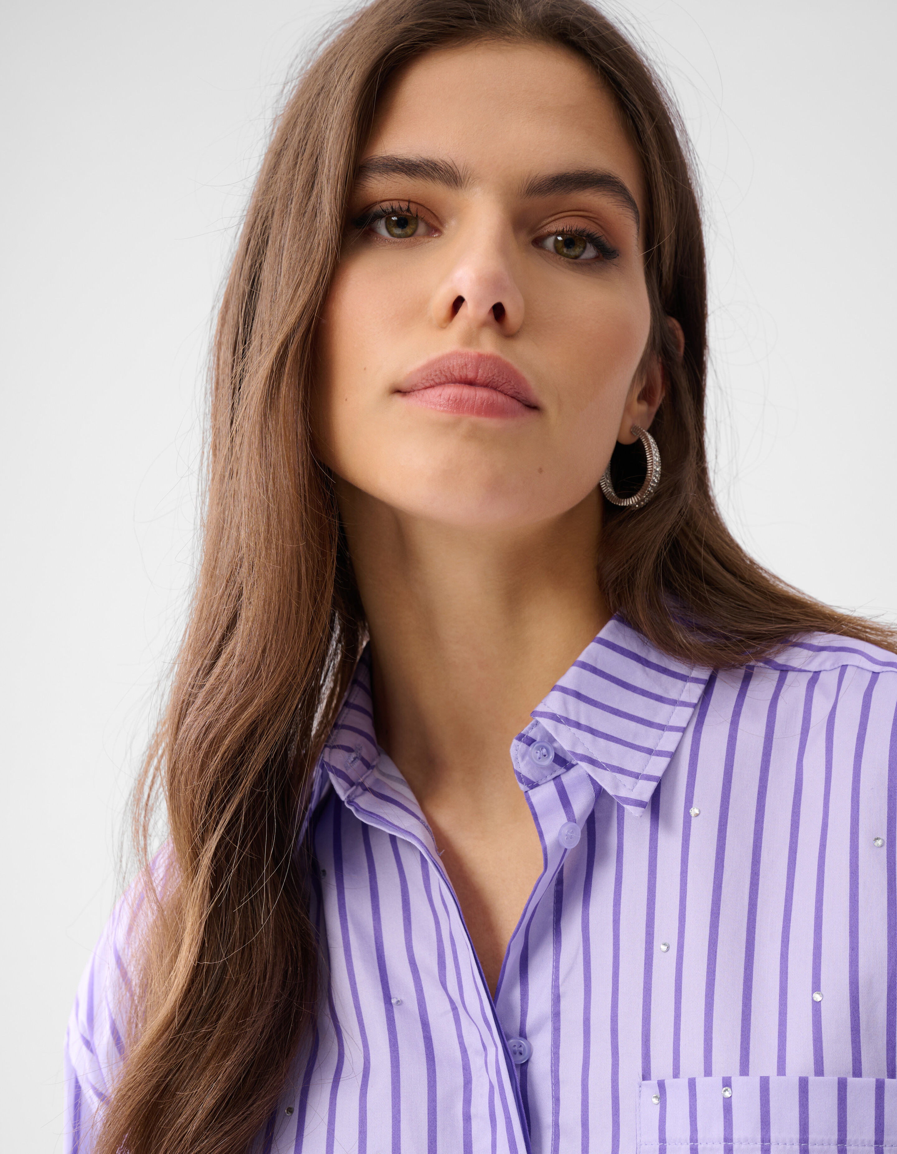 Nadelstreifen-Logo-Bluse Lila SHOEBY WOMEN