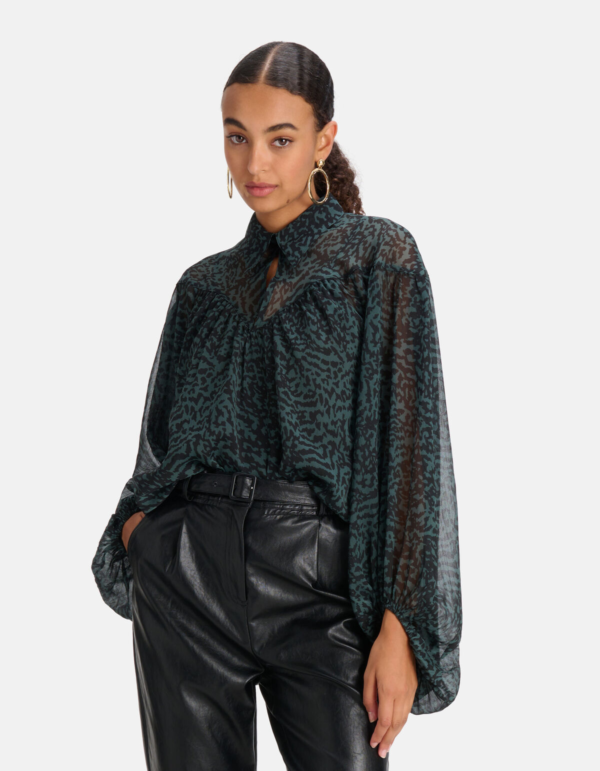 Chiffonbluse Dunkelgrün SHOEBY WOMEN