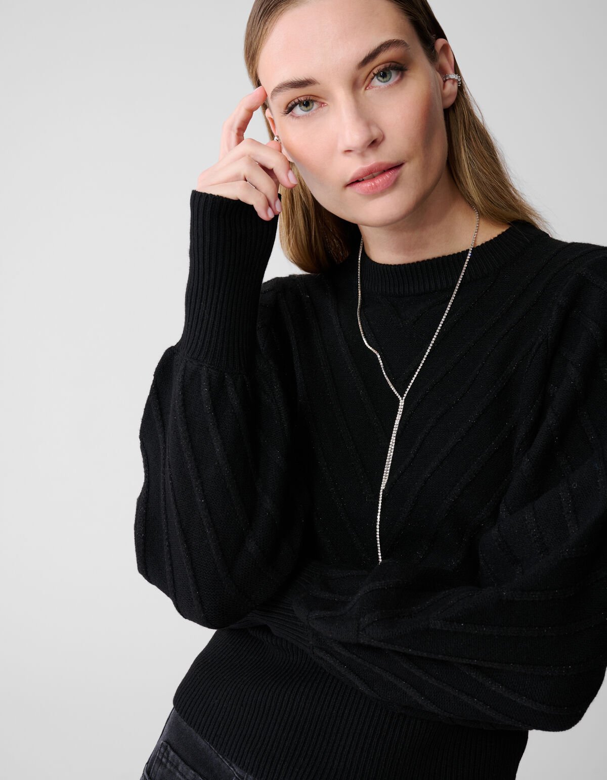 Schwarzer Glitzer-Strickpullover SHOEBY WOMEN