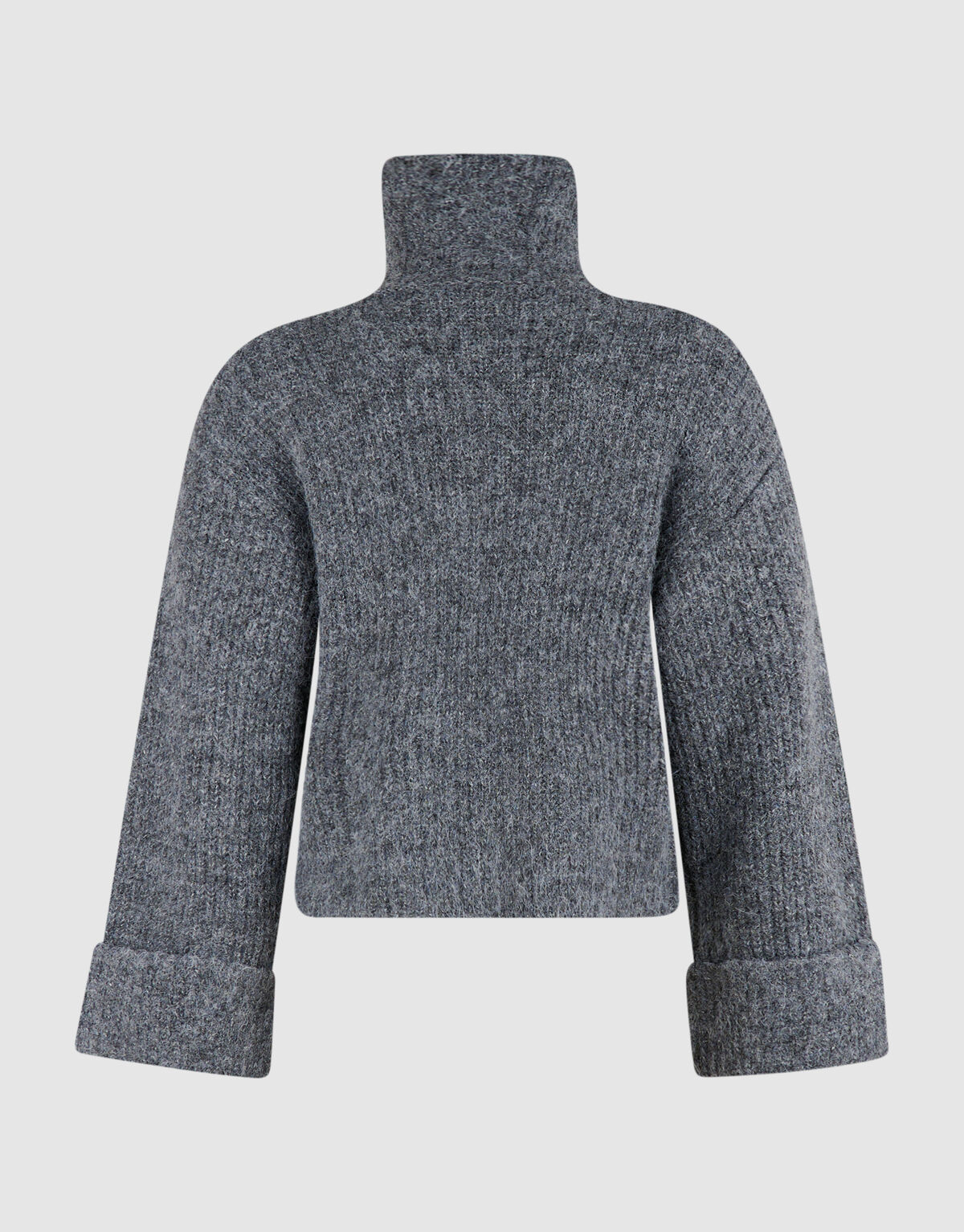 Zip Collar Strickpullover Grau SHOEBY WOMEN