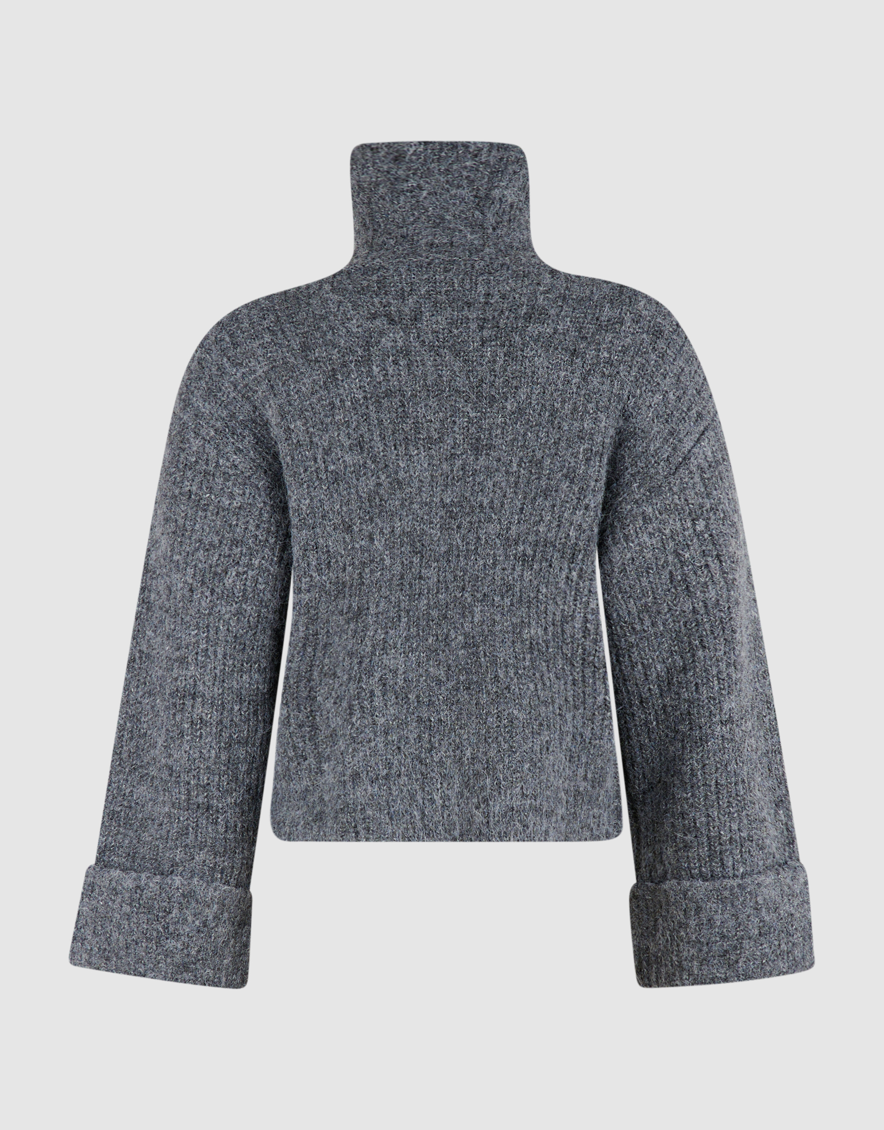 Zip Collar Strickpullover Grau SHOEBY WOMEN