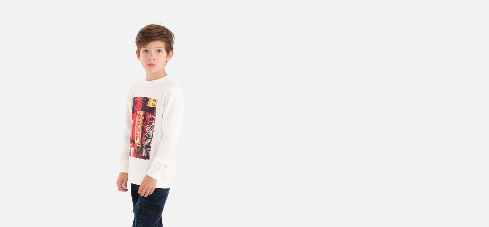 Bedruckter Pullover Off White SHOEBY BOYS