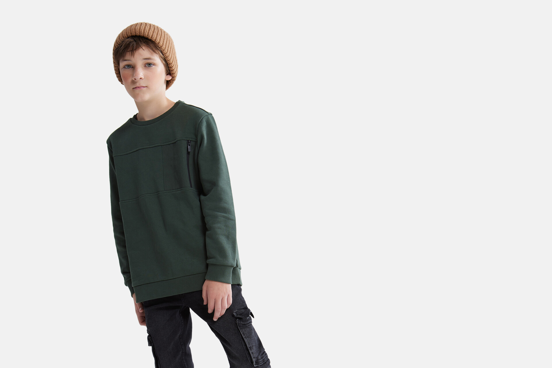 Pullover mit Reißverschluss Dunkelgrün SHOEBY BOYS