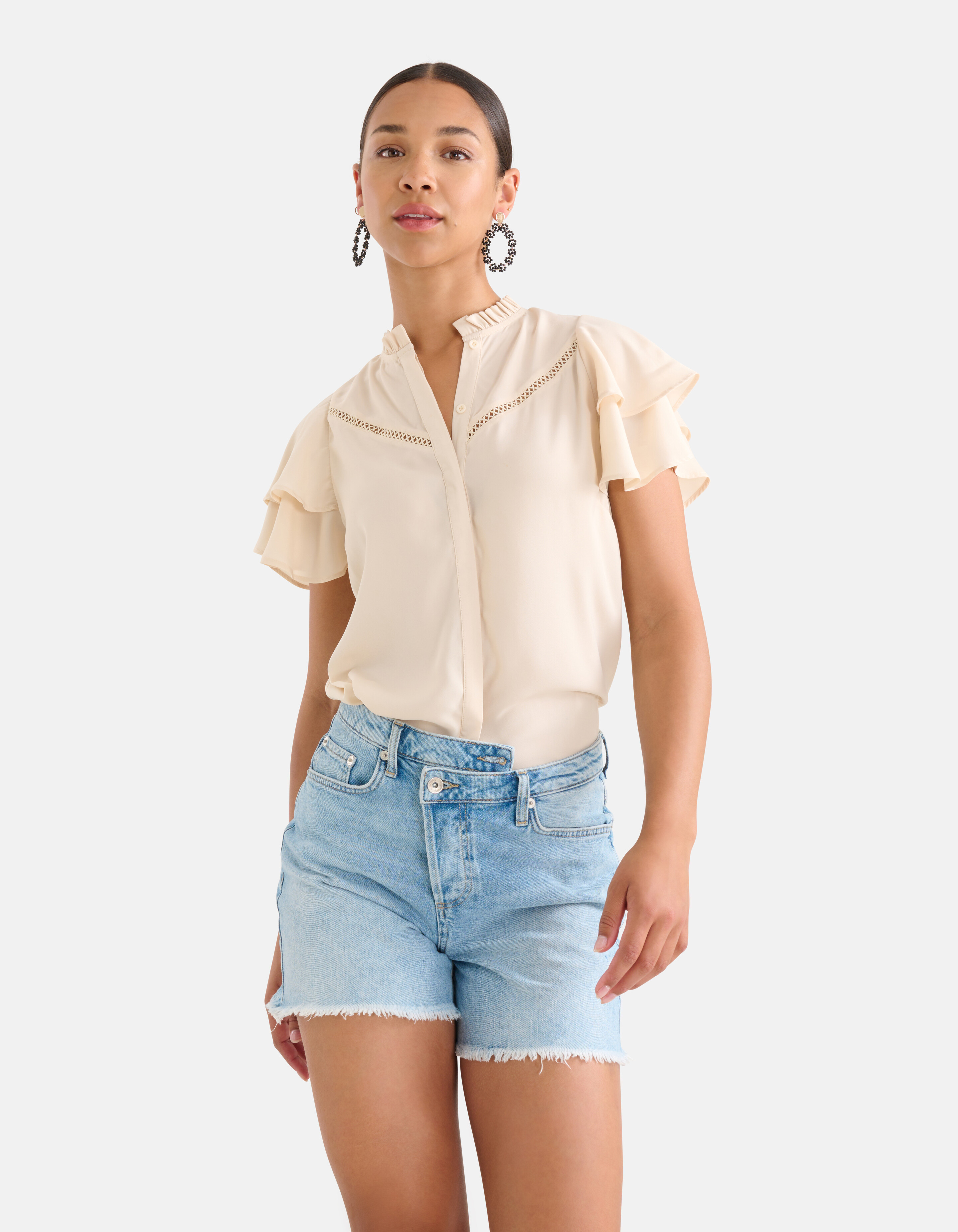 Tape Detail Top Off White SHOEBY WOMEN