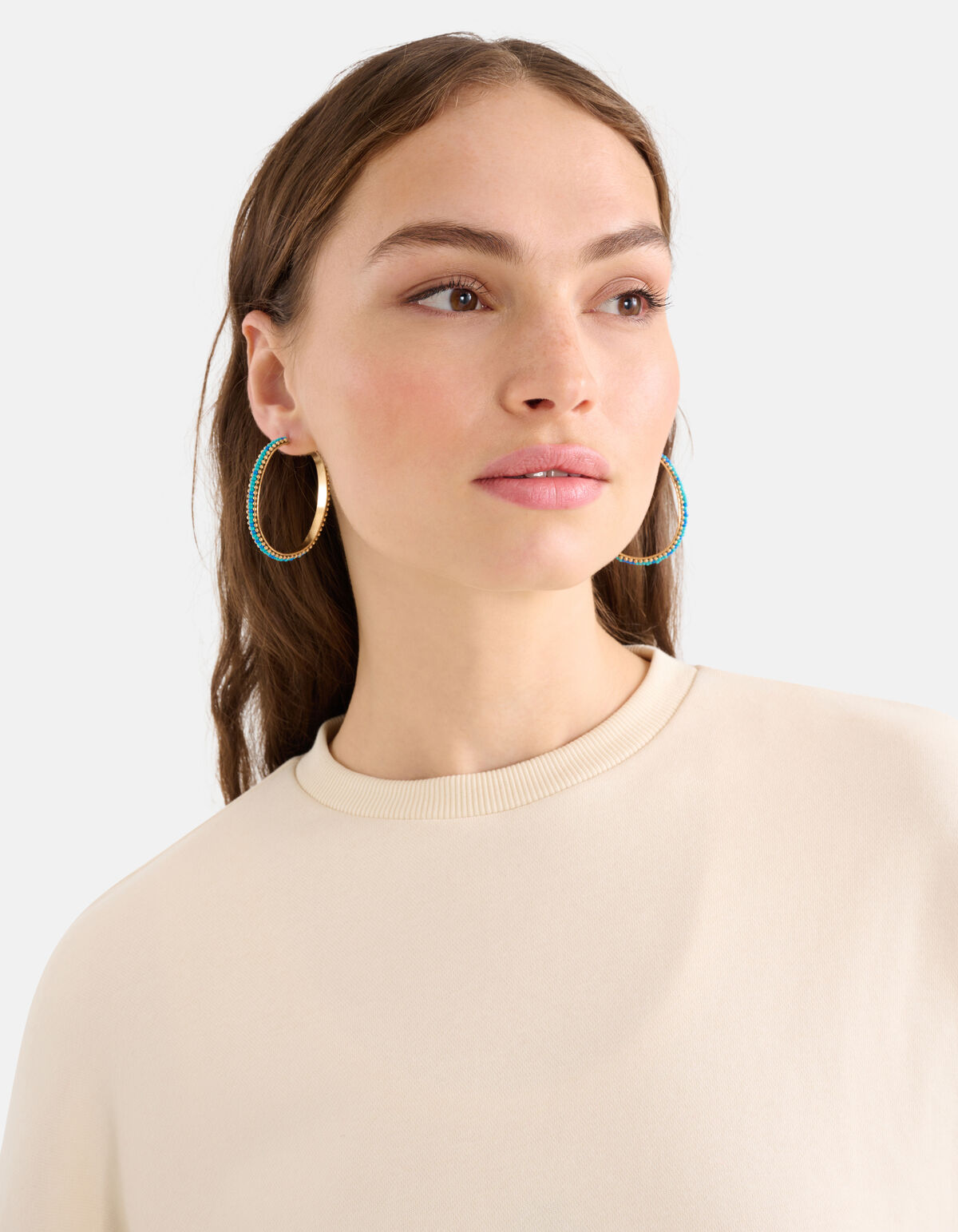 Ovale Perlenohrringe Blau SHOEBY ACCESSOIRES