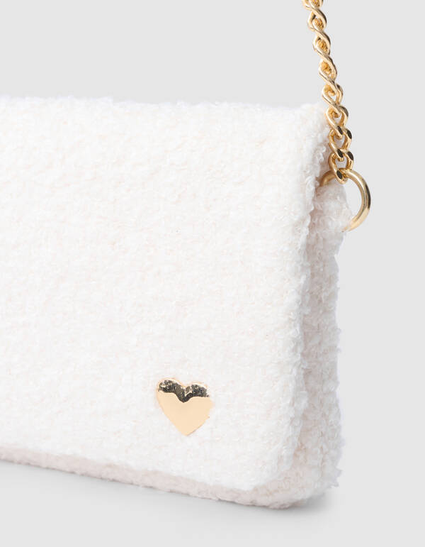 Teddy-Herztasche Off White SHOEBY ACCESSOIRES