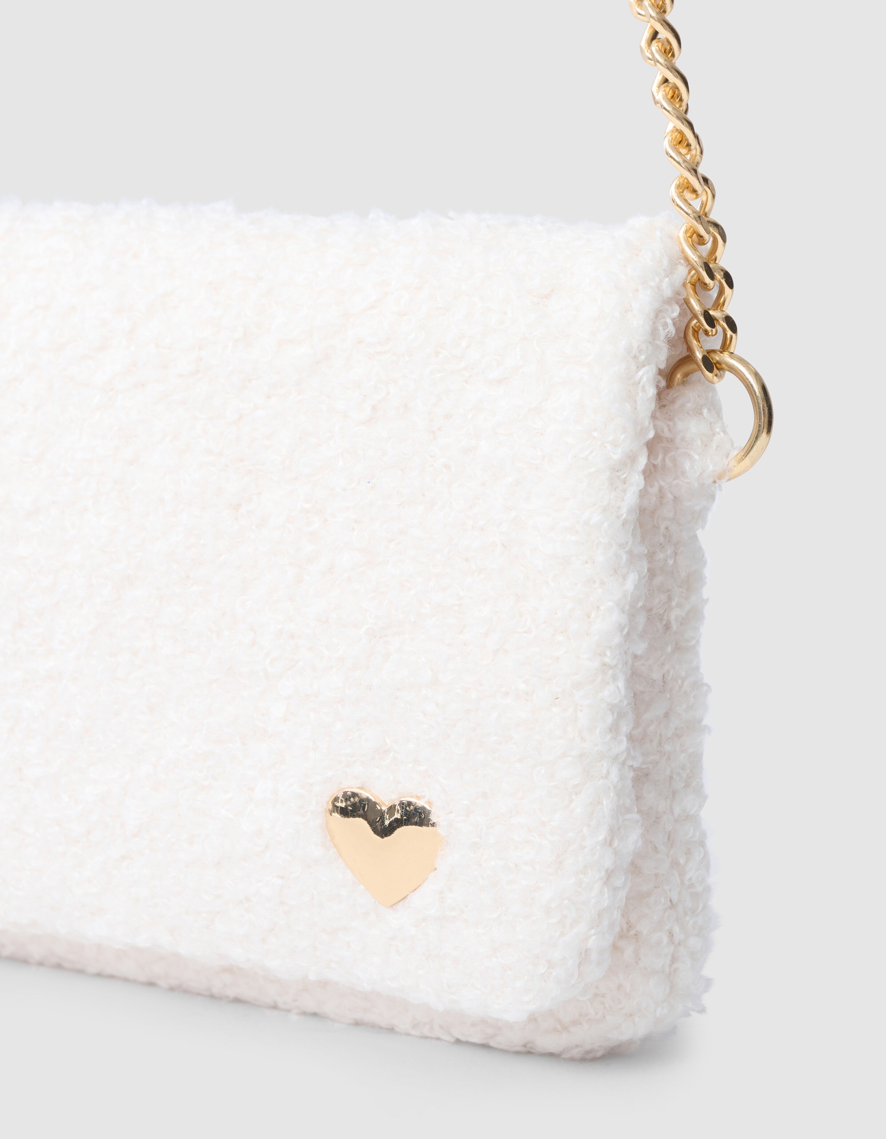 Teddy-Herztasche Off White SHOEBY ACCESSOIRES