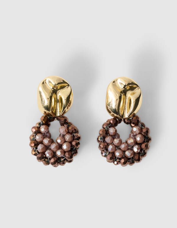 Runde Perlenohrringe Braun SHOEBY ACCESSOIRES