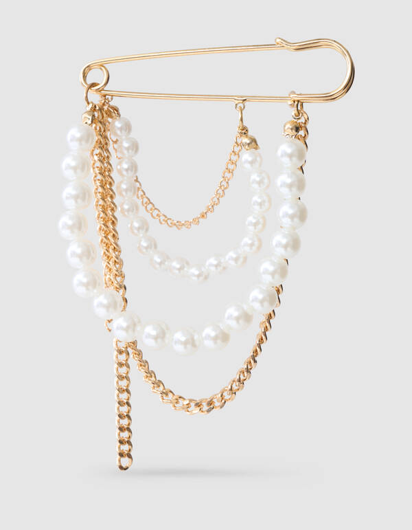 Perlenkettenbrosche Gold SHOEBY ACCESSOIRES