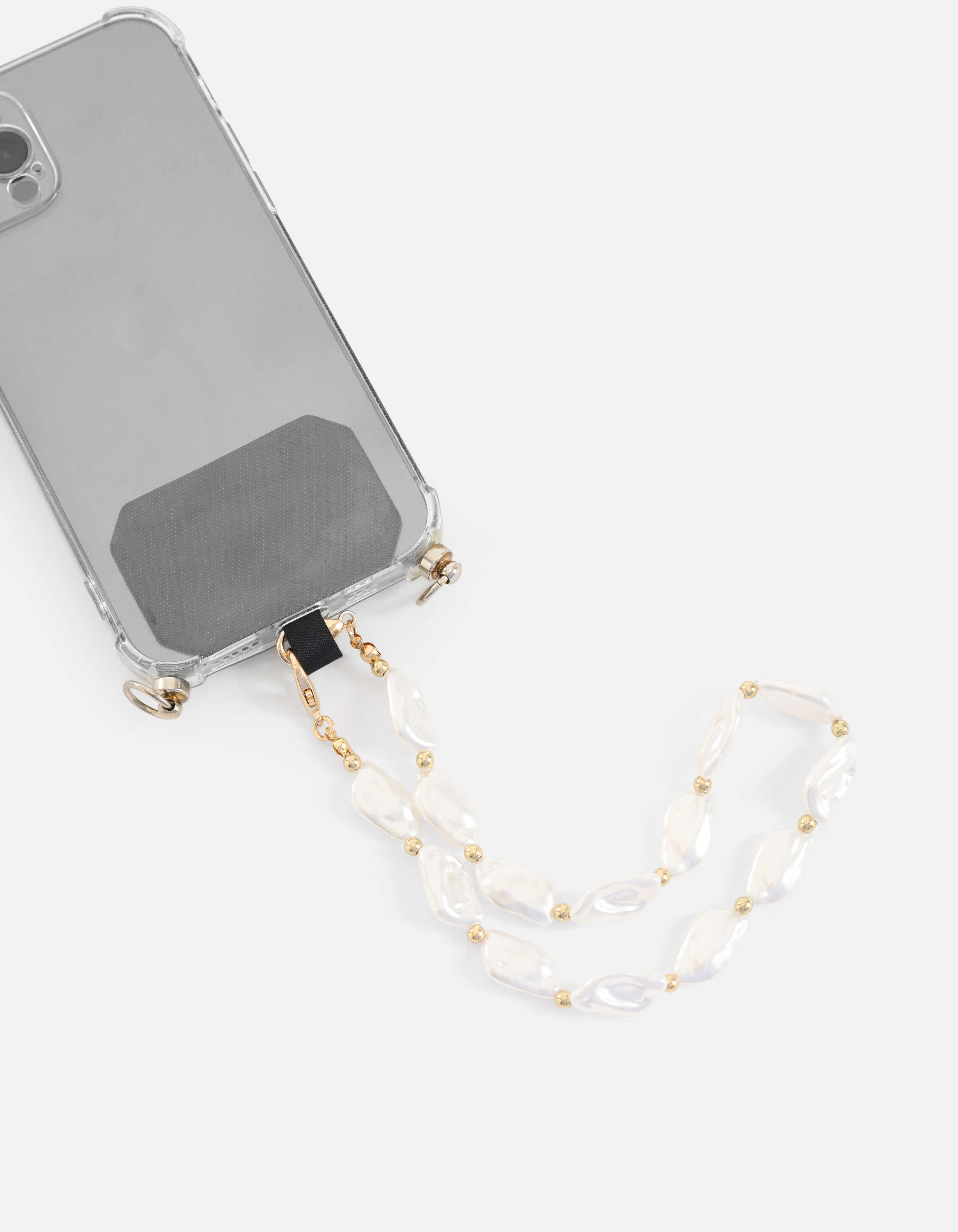 Kurzes Perlentelefonkabel Off White SHOEBY ACCESSOIRES