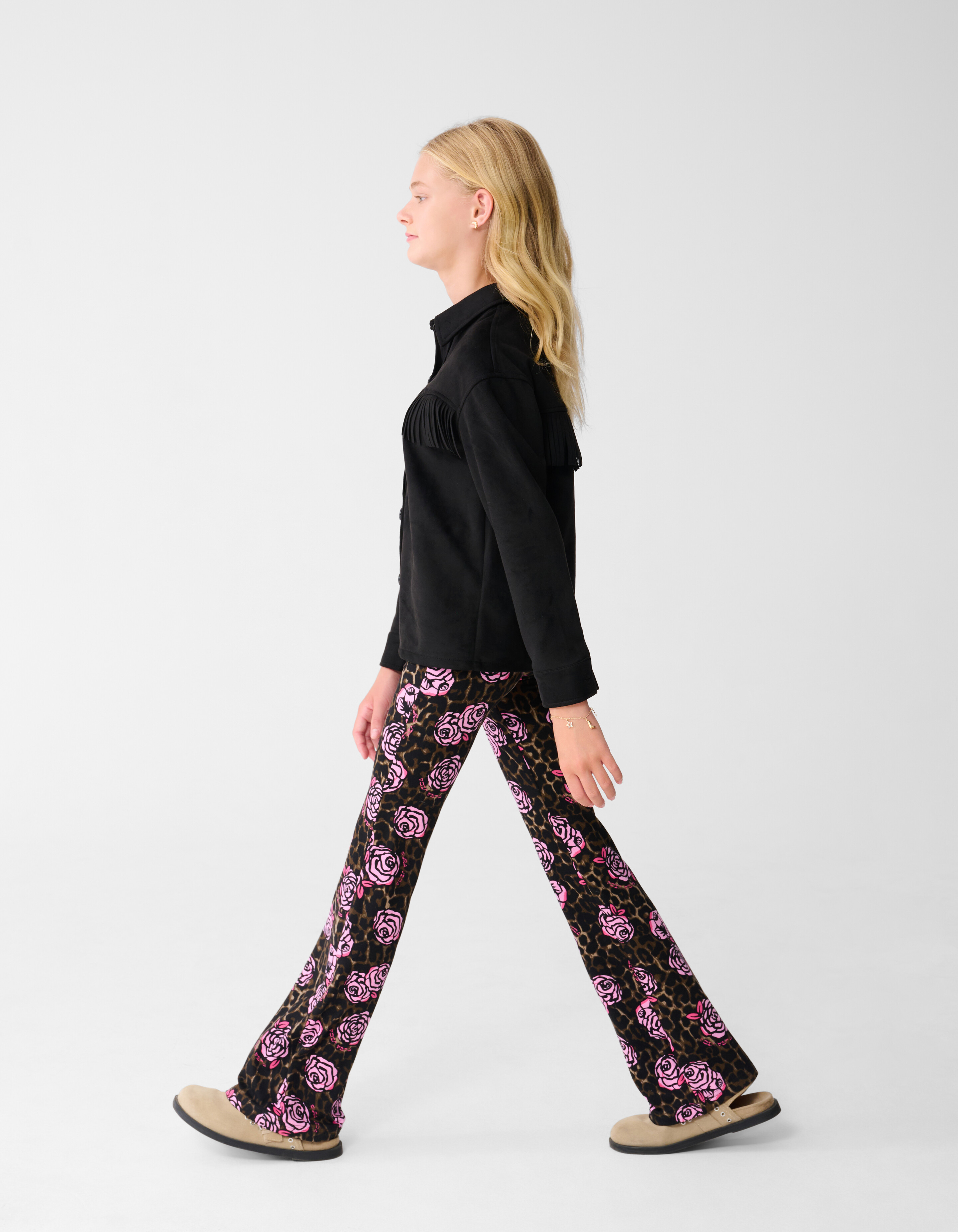 Rosenbedruckte ausgestellte Hose Braun SHOEBY GIRLS