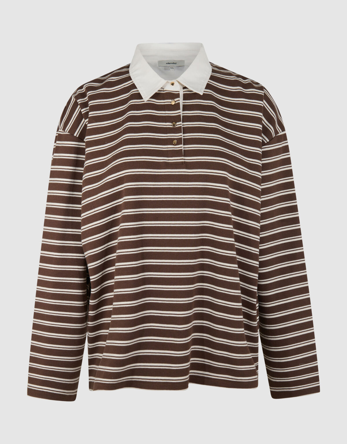 Oversized Stripe Polo T-Shirt Braun SHOEBY WOMEN