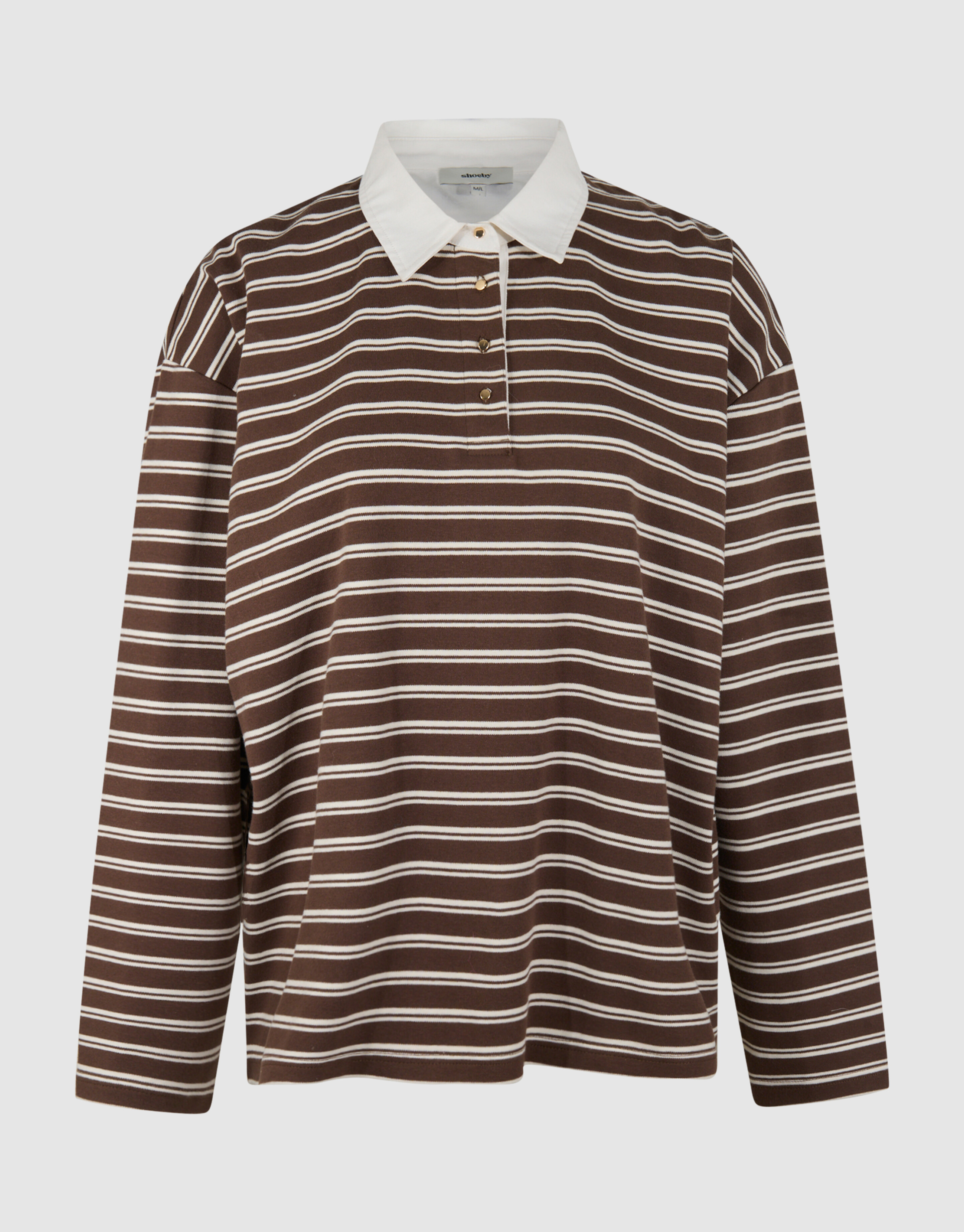 Oversized Stripe Polo T-Shirt Braun SHOEBY WOMEN