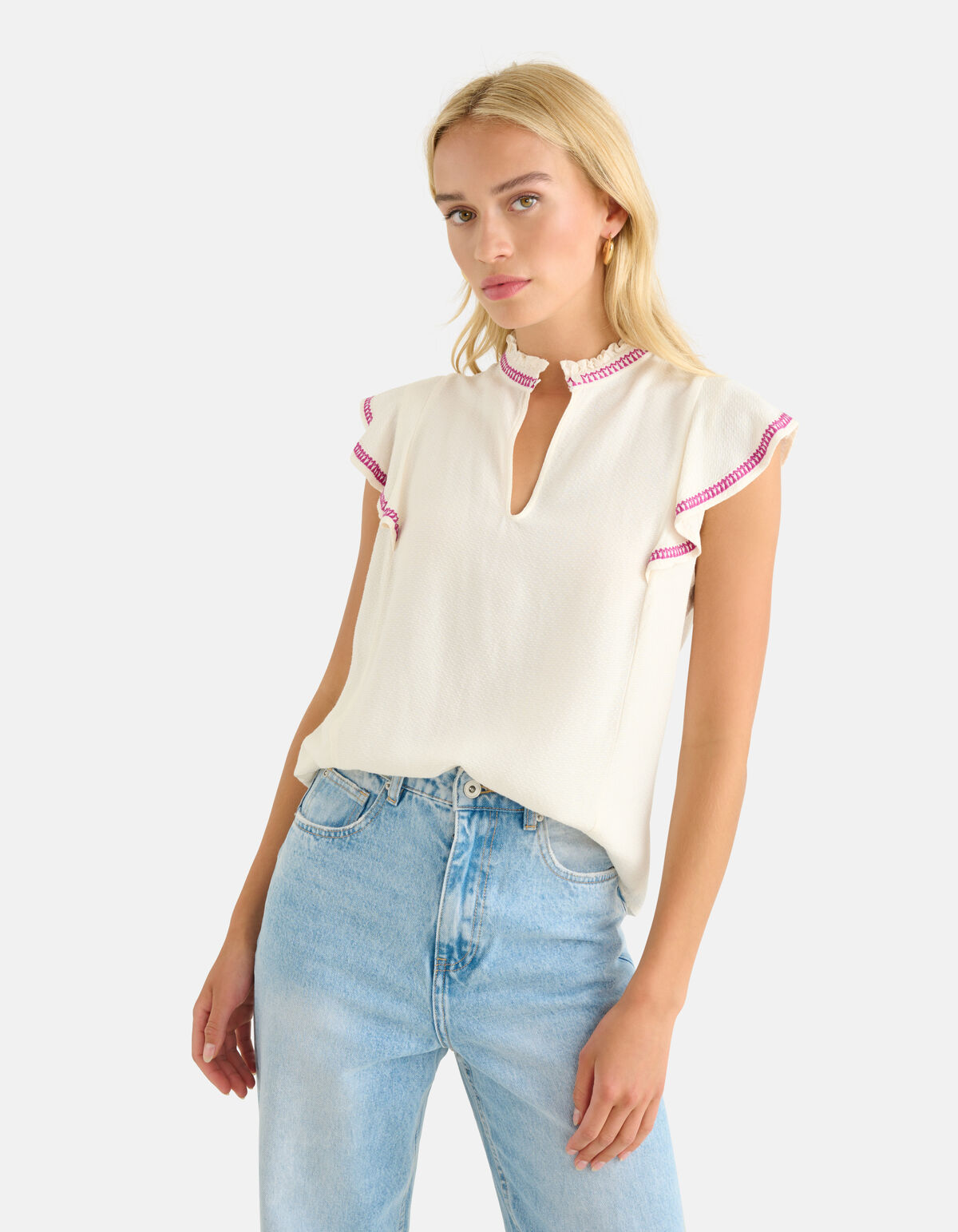 Besticktes Top Off White SHOEBY WOMEN