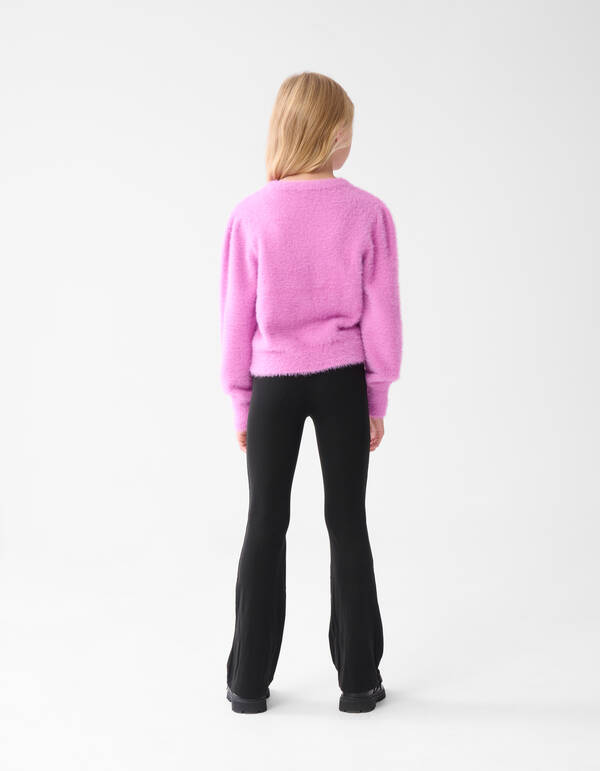 Ausgestellte Rippen-Leggings Schwarz SHOEBY GIRLS