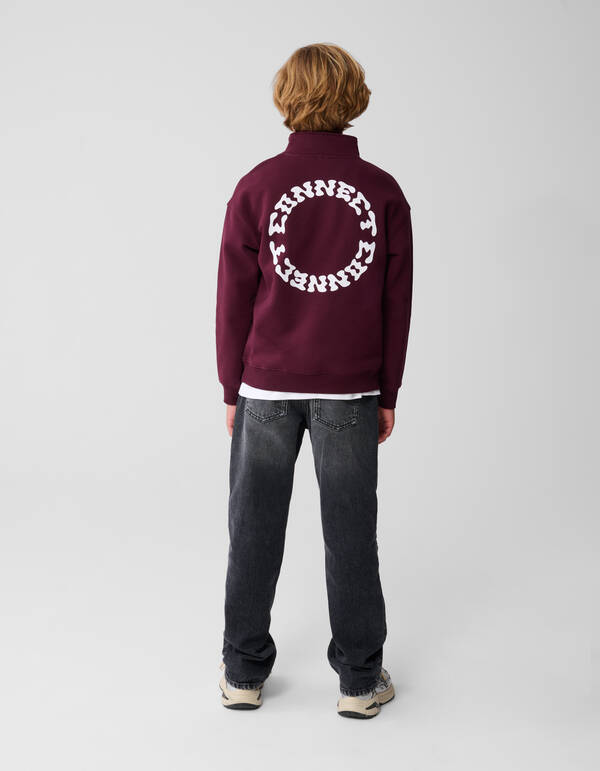 Halb-Reißverschluss-Pullover Dunkelrot SHOEBY BOYS