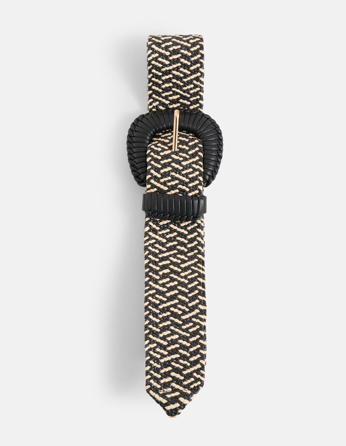 Breiter Raffia-Gürtel Schwarz/Weiß SHOEBY ACCESSOIRES