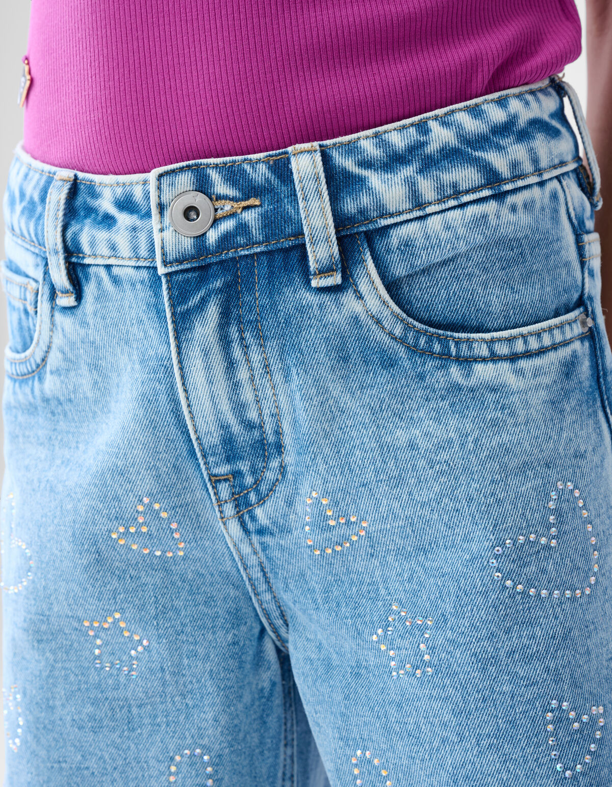 Strass Star/Heart Straight Fit Jeans Blau SHOEBY GIRLS