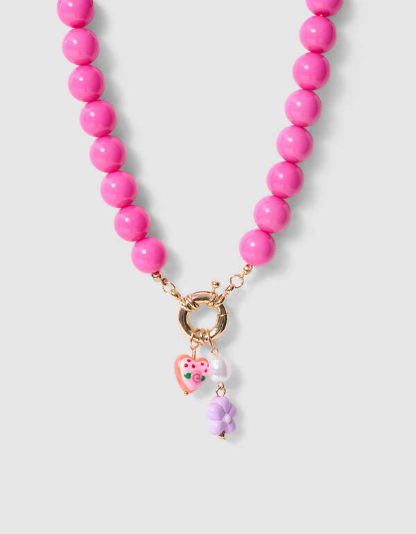 Statement-Herz-Halskette Dunkelrosa SHOEBY ACCESSOIRES