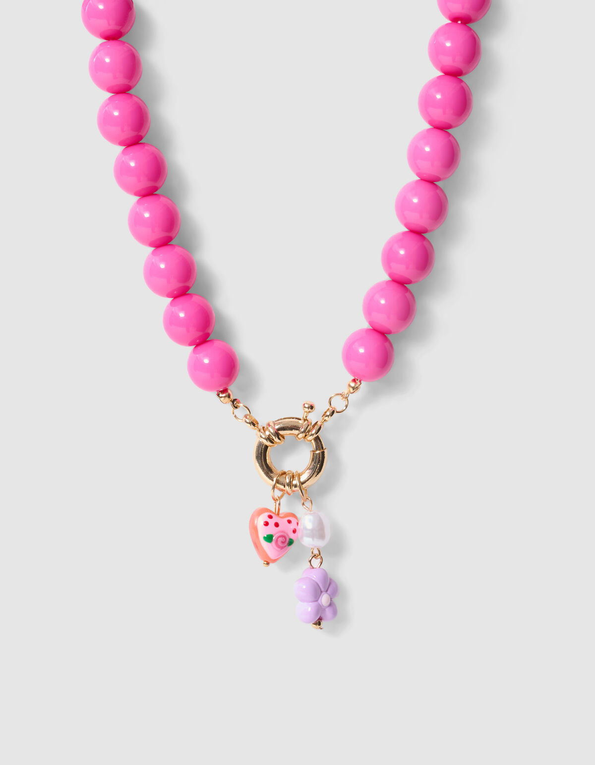 Statement-Herz-Halskette Dunkelrosa SHOEBY ACCESSOIRES