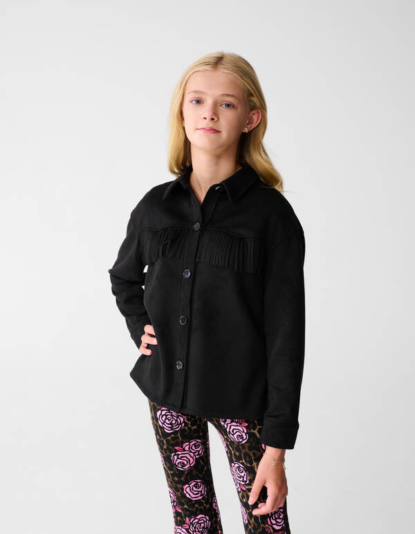 Wildlederbluse Schwarz SHOEBY GIRLS