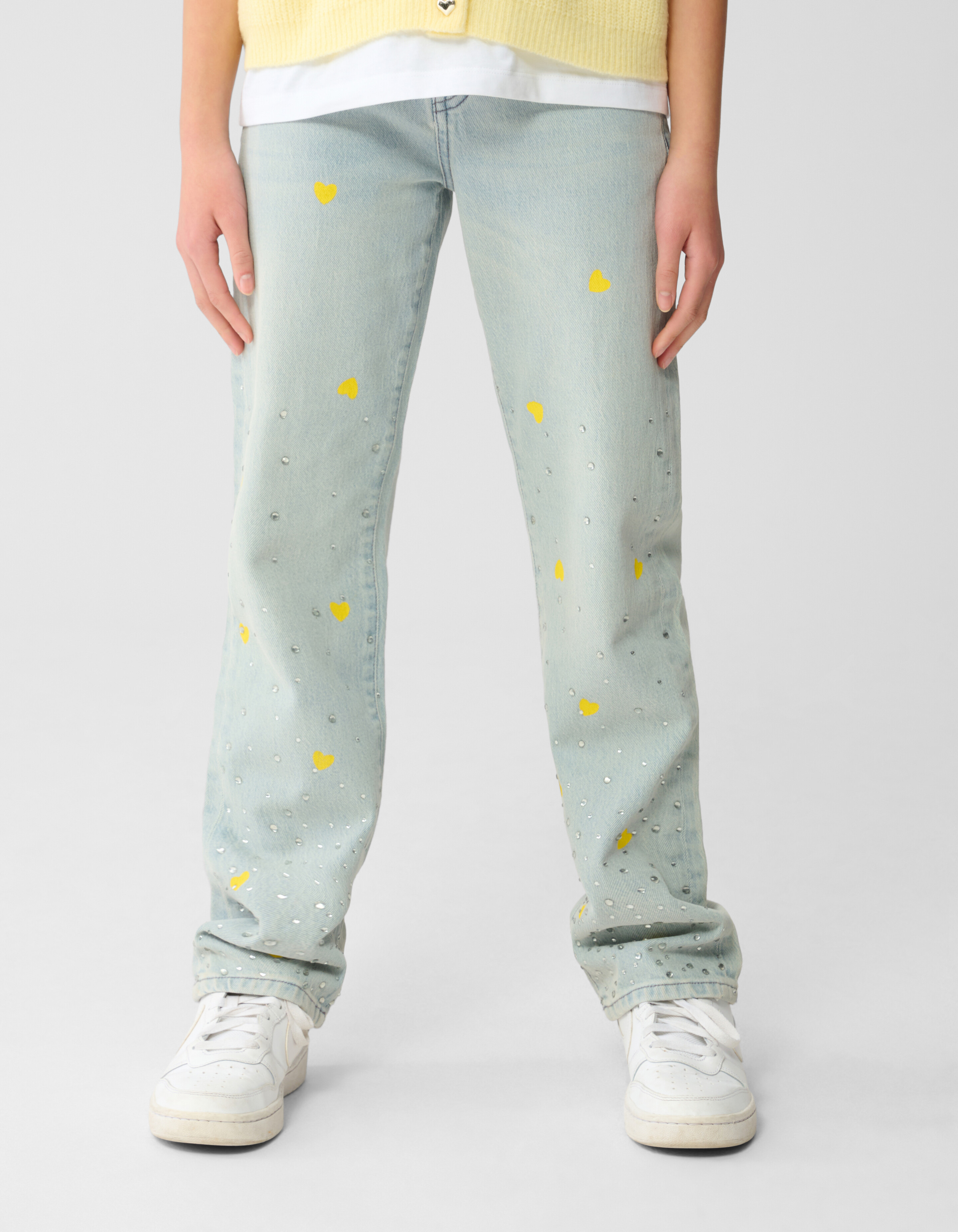 Rhinestone Heart breite Jeans gebleicht SHOEBY GIRLS