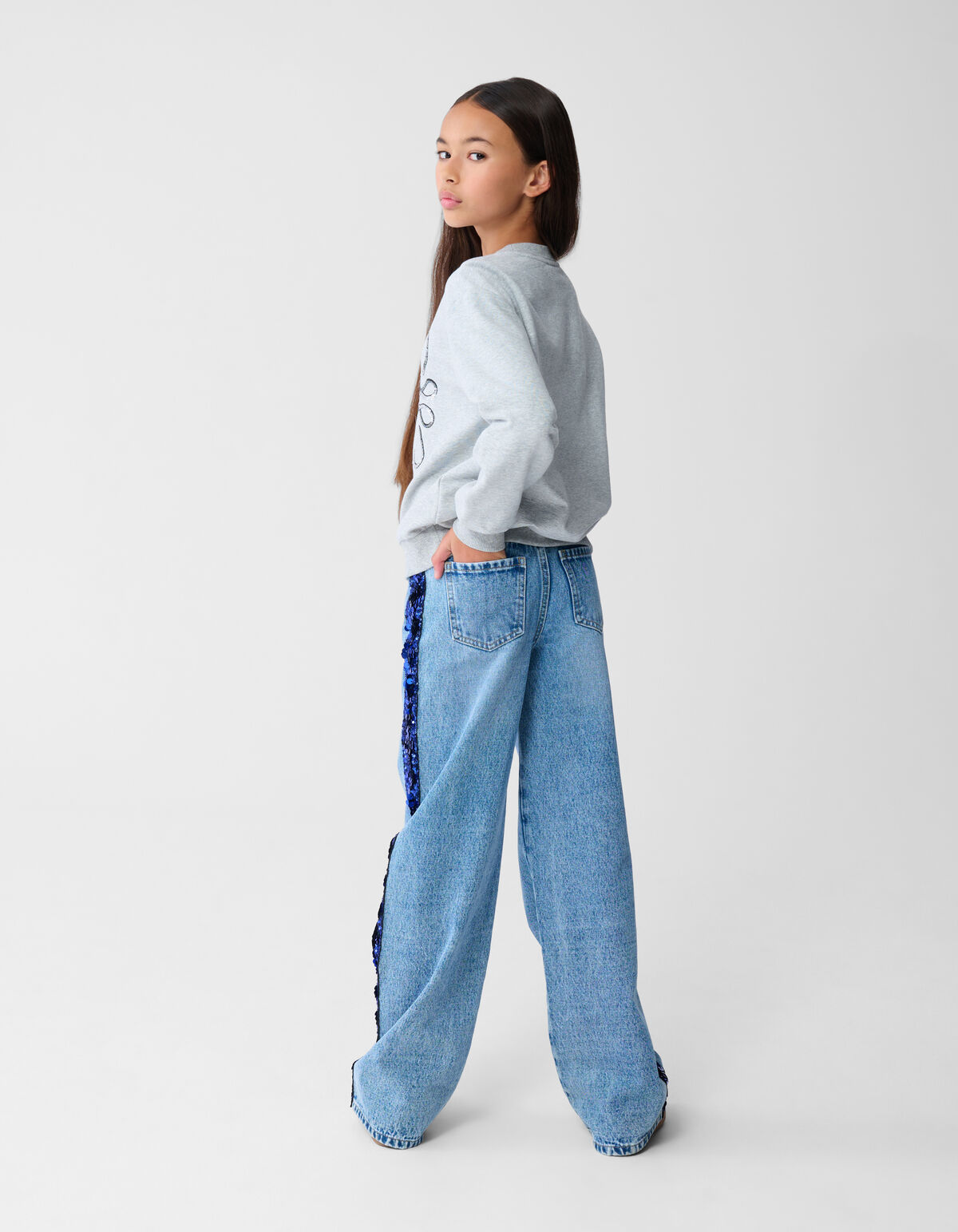 Glitter Tape Wide Leg Jeans Blau SHOEBY ACCESSOIRES