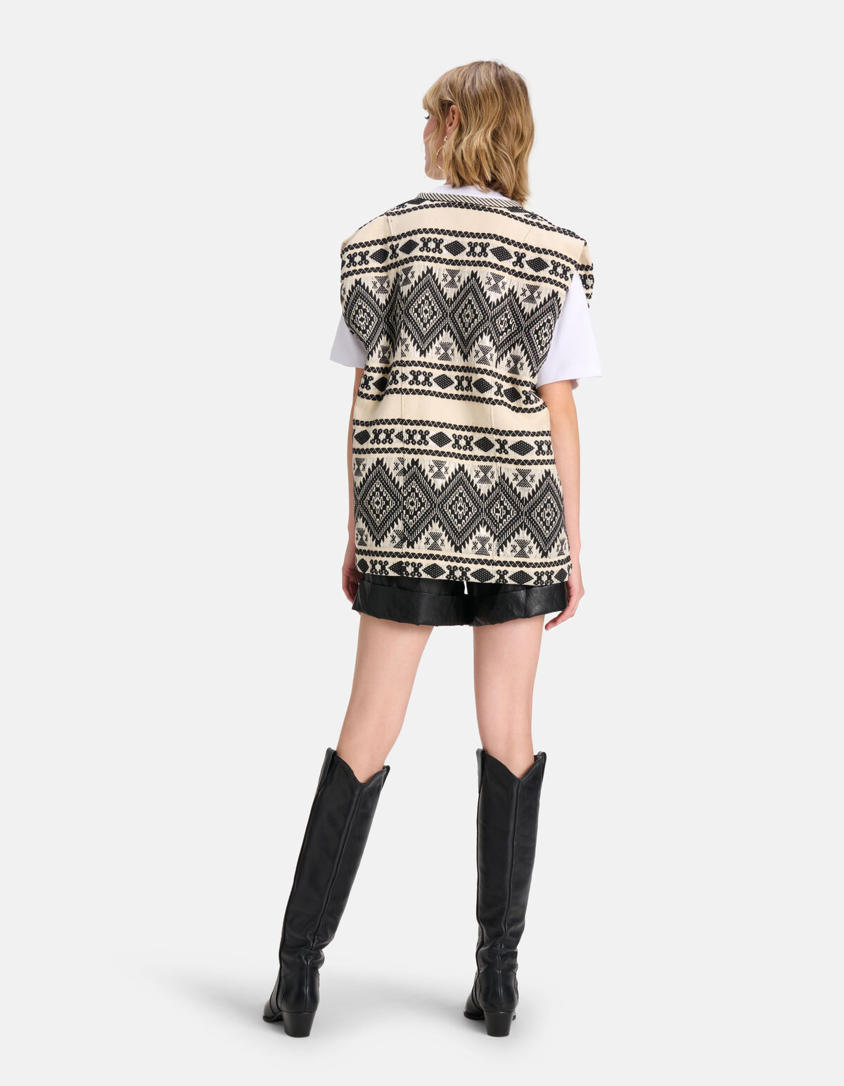 Gilet mit Aztekenmuster Schwarz/Weiß SHOEBY WOMEN