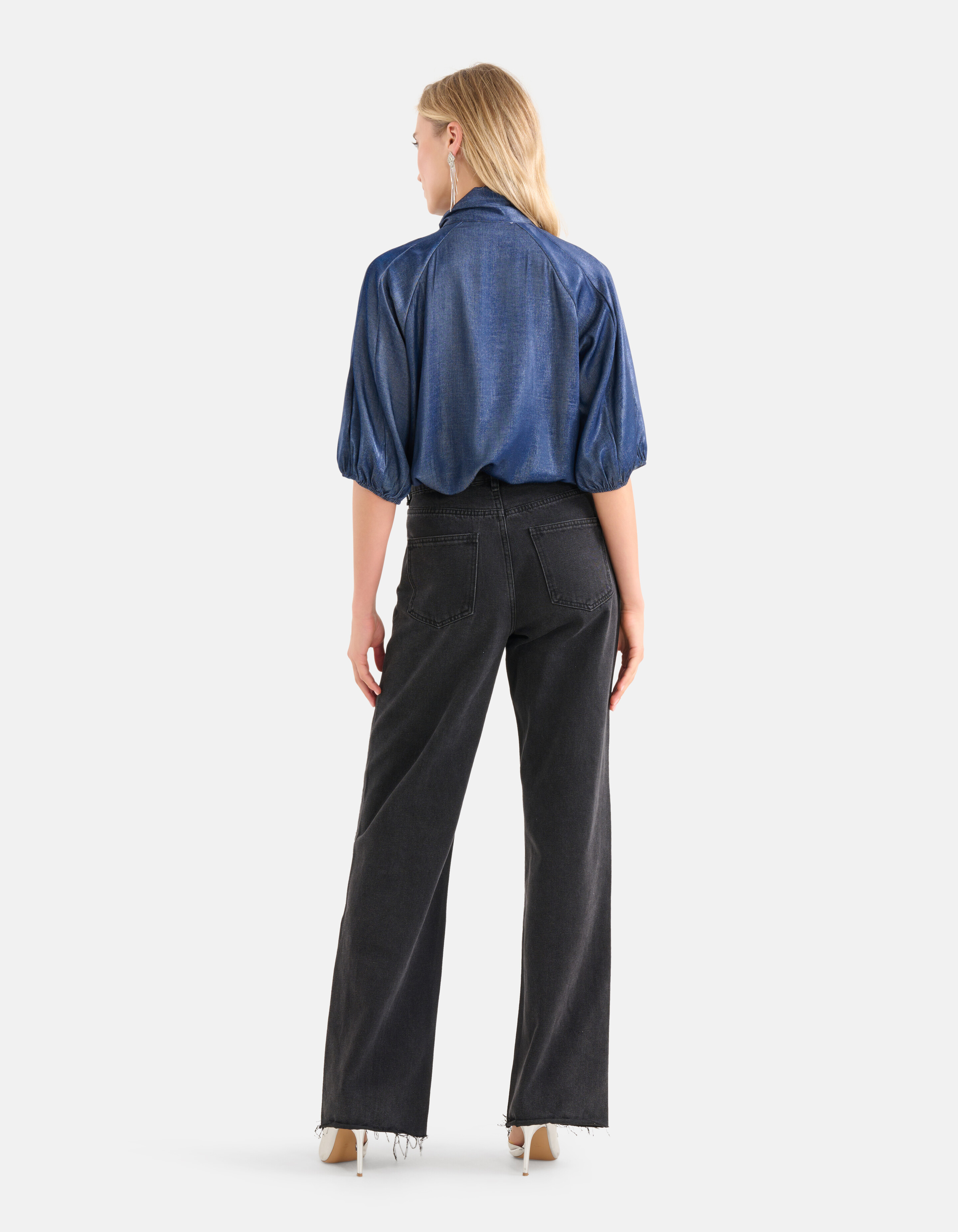 Metallic-Bluse Dunkelblau SHOEBY WOMEN