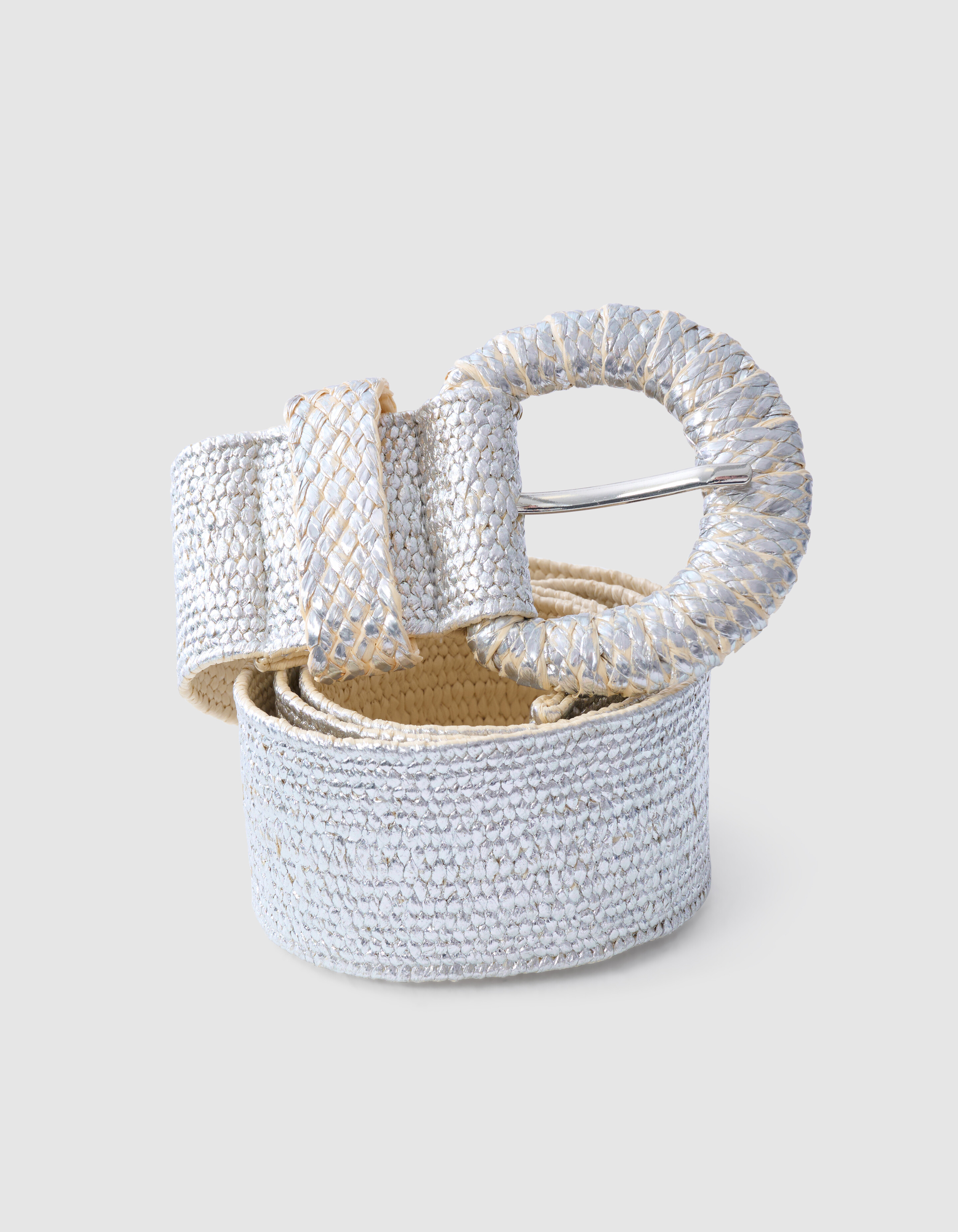 Raffia Gürtel Silber SHOEBY ACCESSOIRES