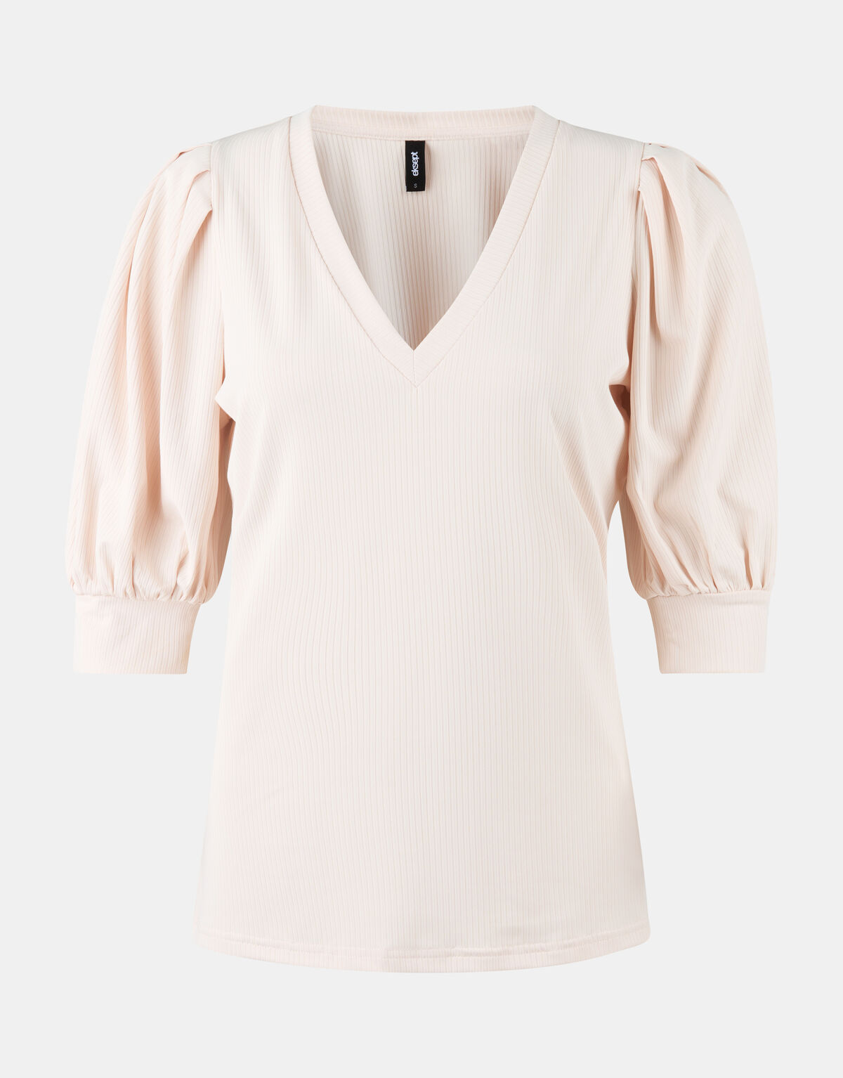 Rib Jersey V Ausschnitt T-Shirt EKSEPT