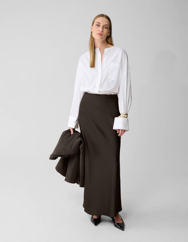 Satten Maxirock Dunkelbraun von Lonneke SHOEBY WOMEN