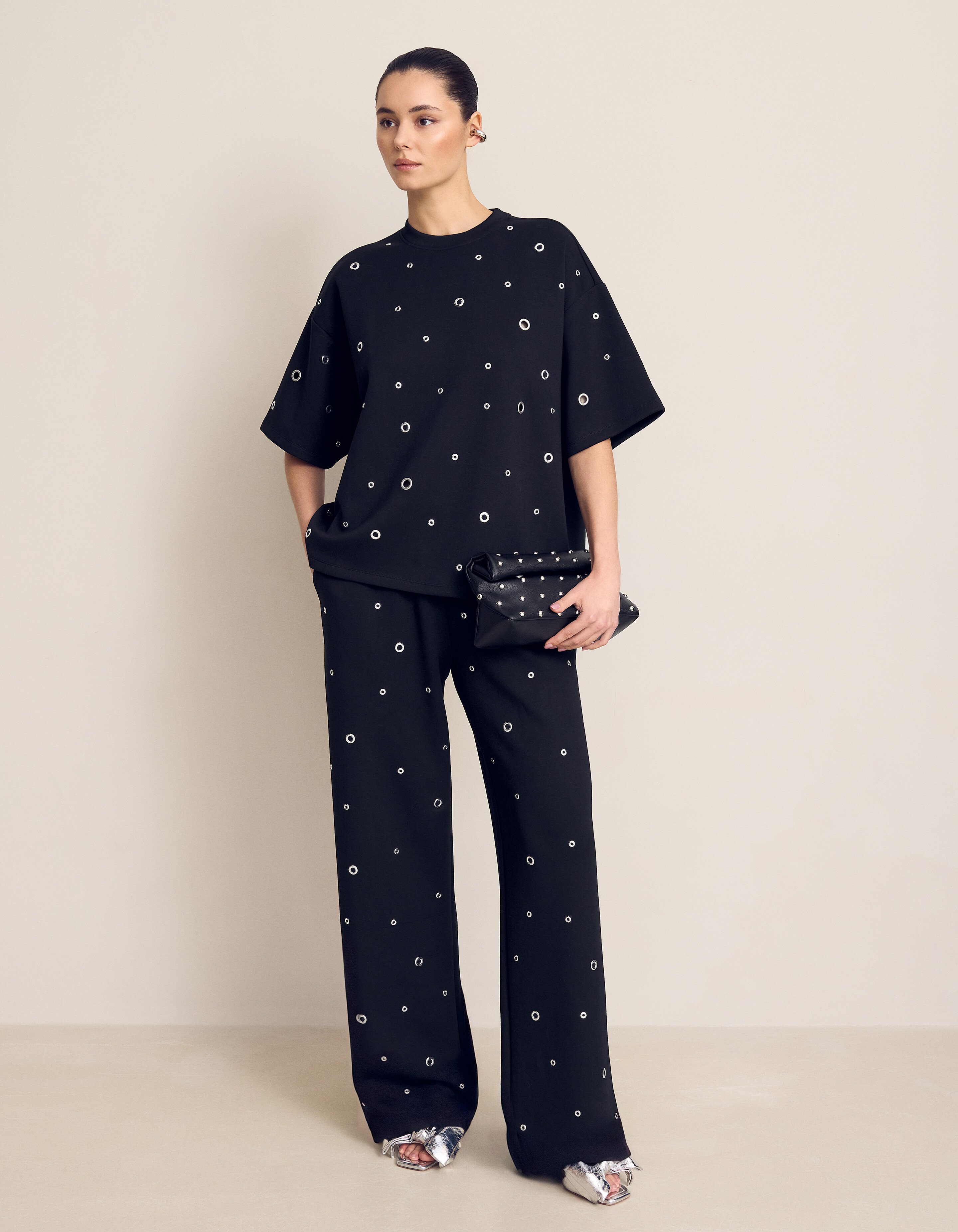 Eyelet Hose mit weitem Bein Schwarz SHOEBY WOMEN