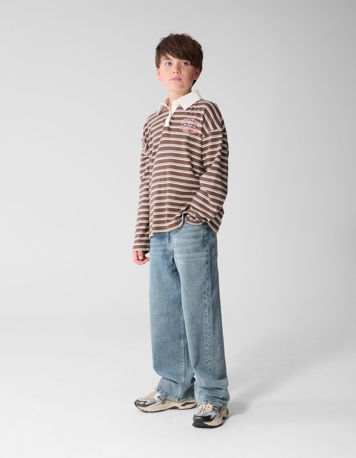 Gestreifter Polo-Pullover Braun SHOEBY BOYS