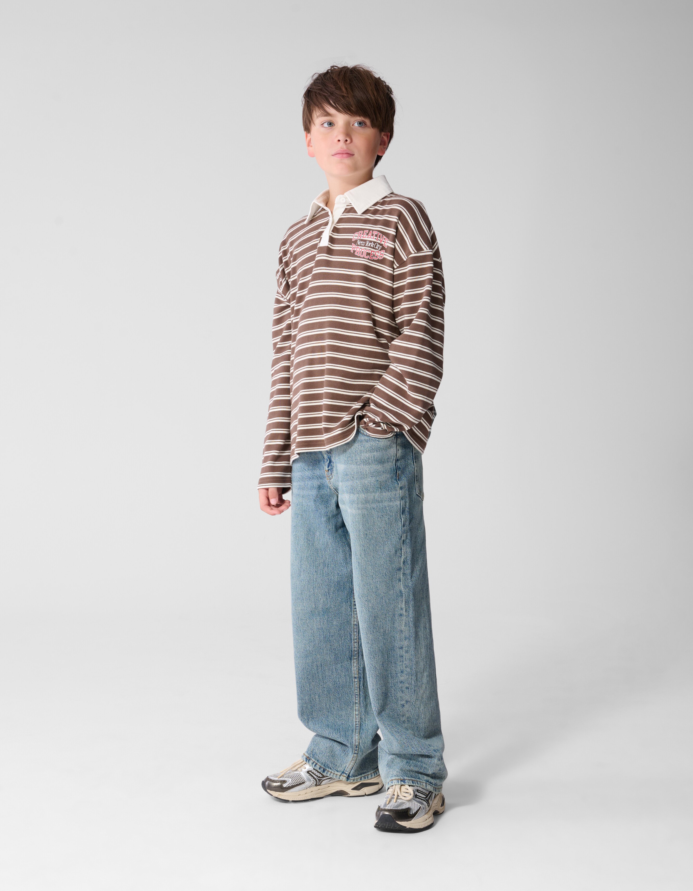 Gestreifter Polo-Pullover Braun SHOEBY BOYS