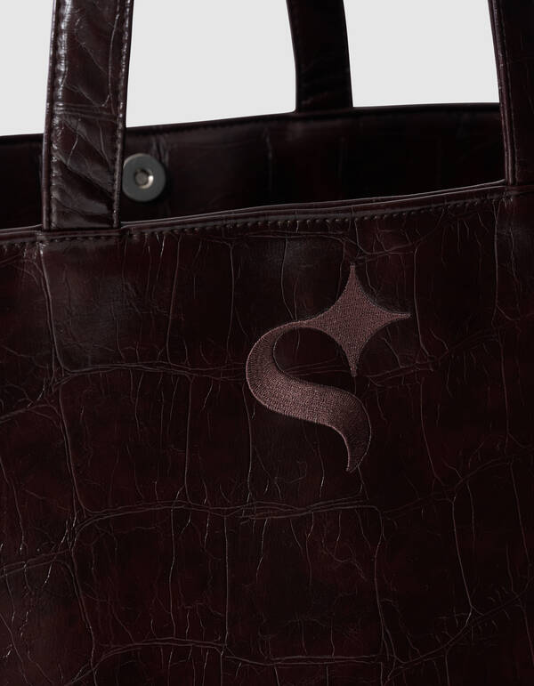 Croco Logo Shopper Dunkelbraun SHOEBY ACCESSOIRES