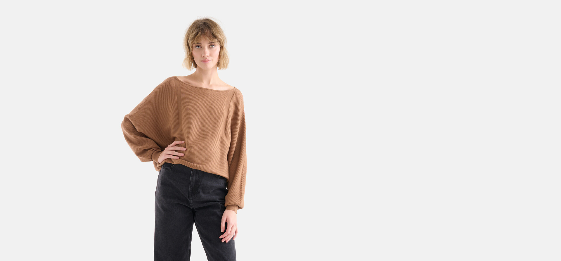 Pullover mit Fledermausärmeln Braun SHOEBY WOMEN